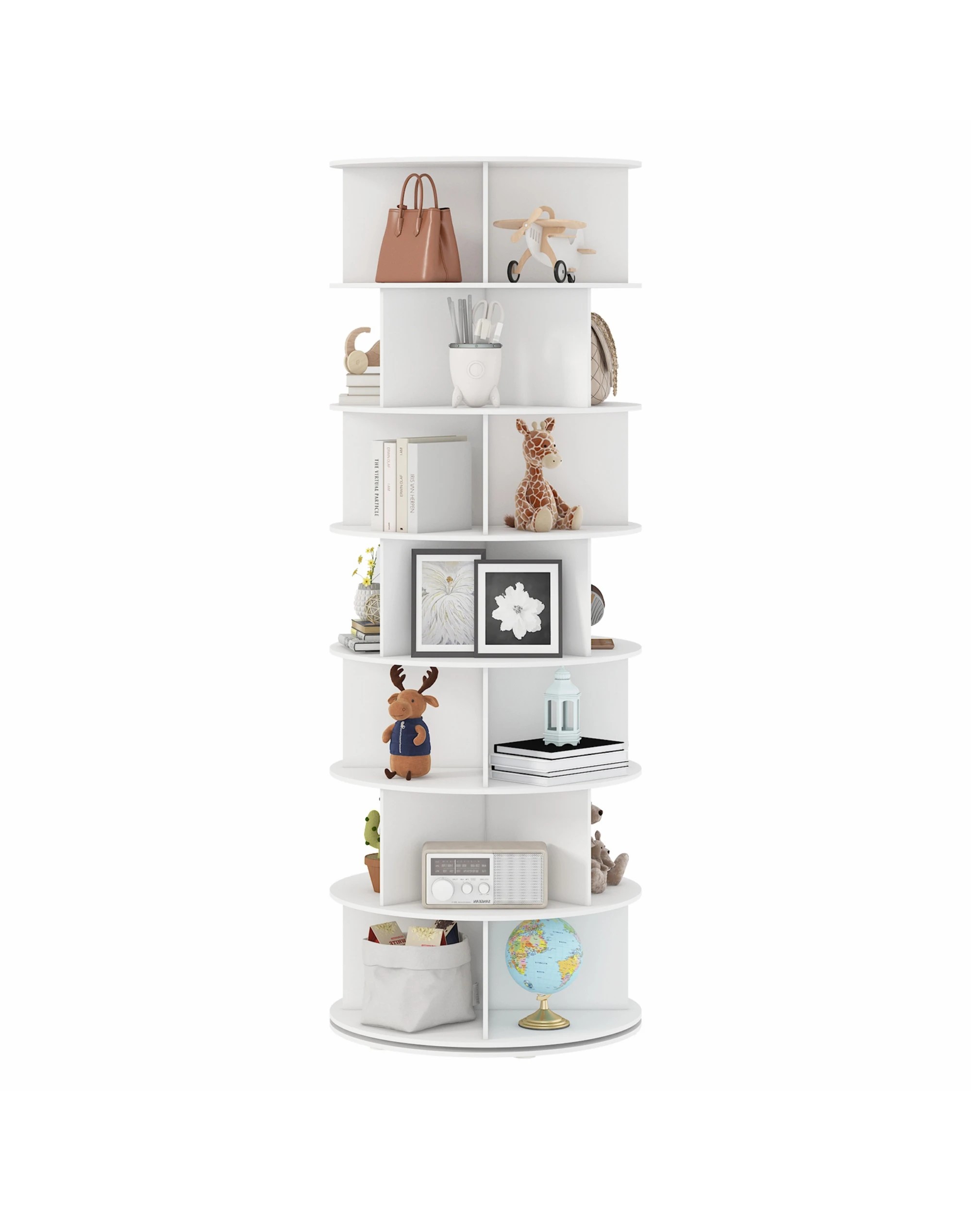 6 Advwin 7 Tier Rotating Shoe Rack Tower Revolving 360 Shoe Storage Bag Display Stand Handbag Organizer, 6 of 10