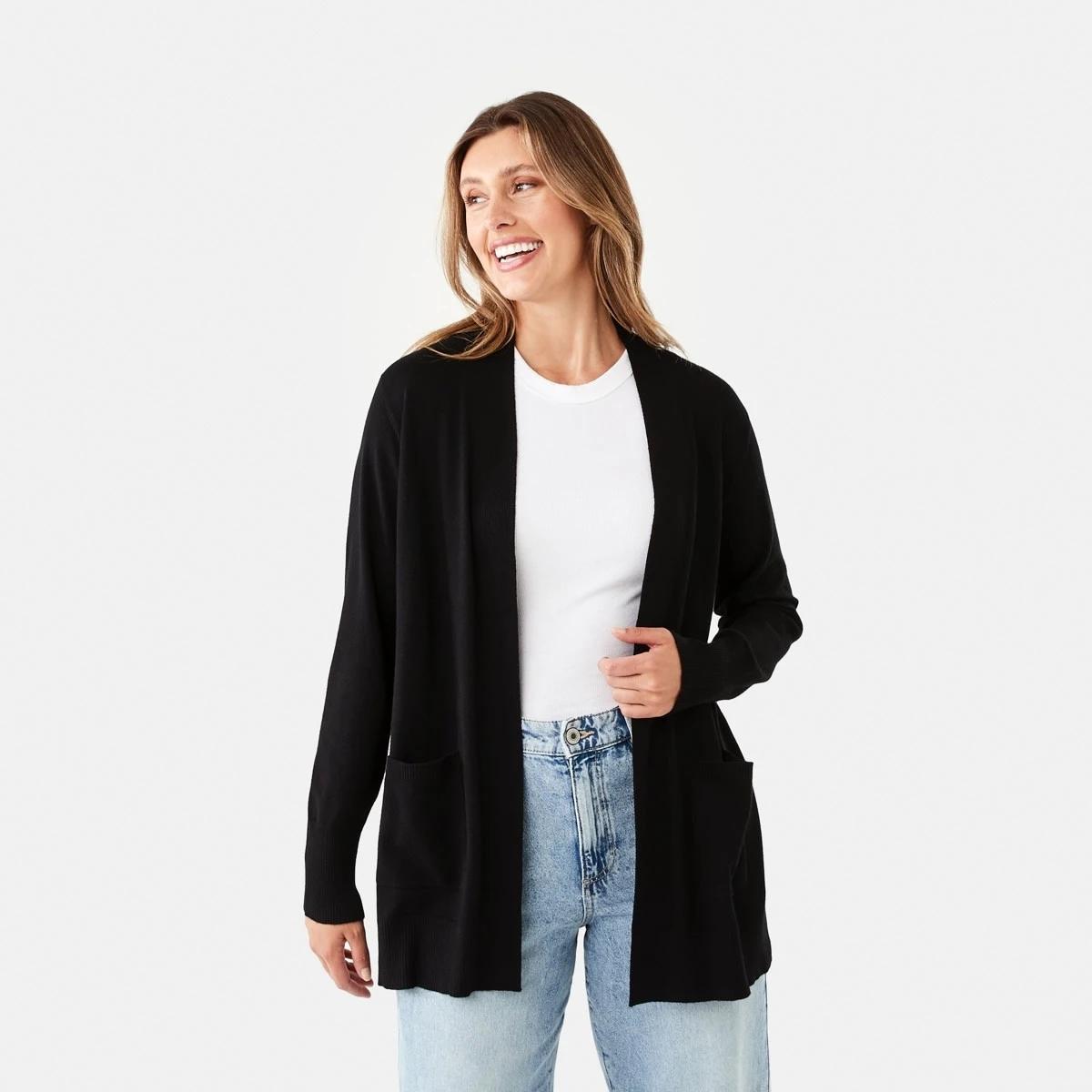 1 Edge to Edge Cardigan Black, 1 of 6