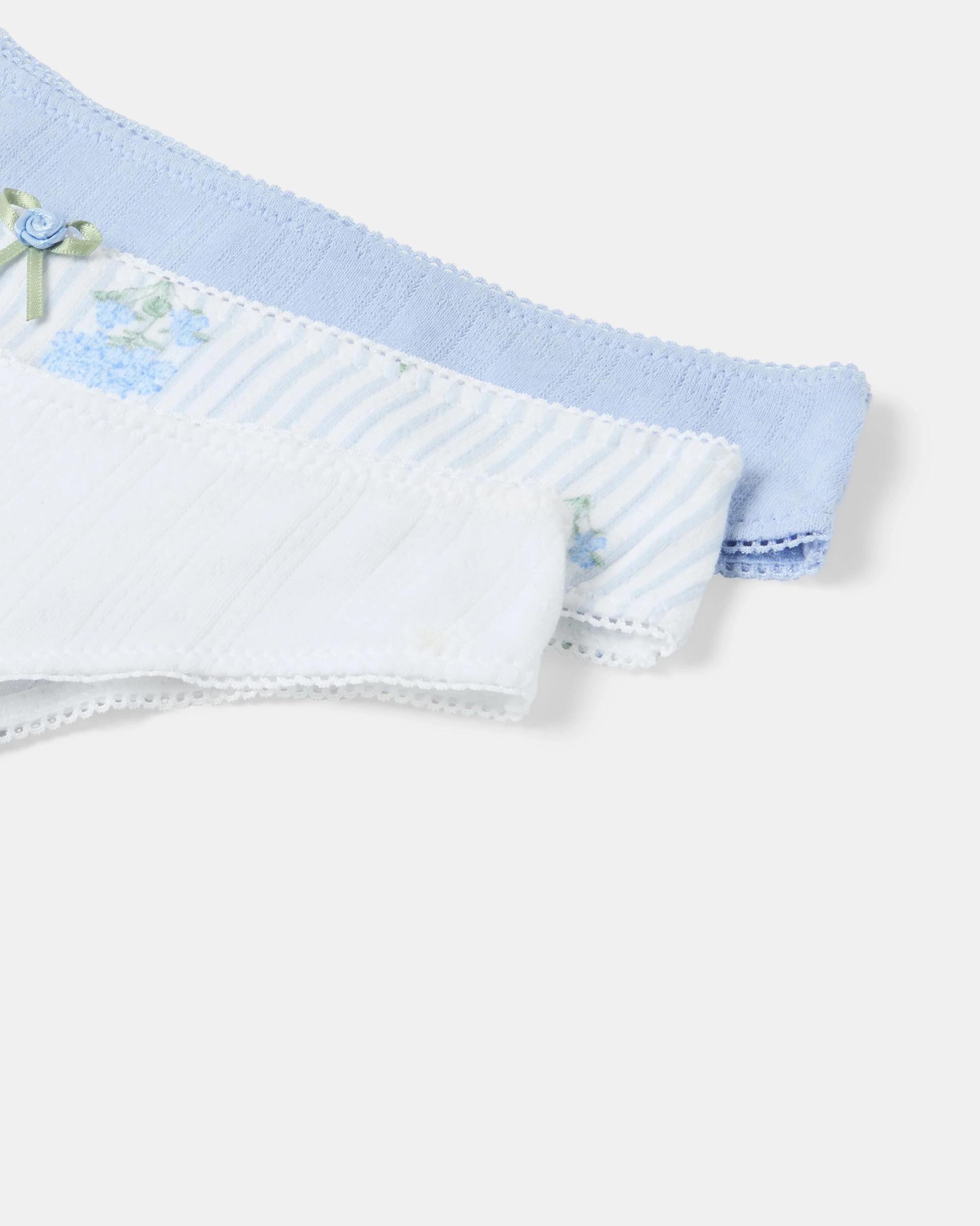 2 3 Pack Pointelle G-String Briefs Hydrangea, 2 of 6
