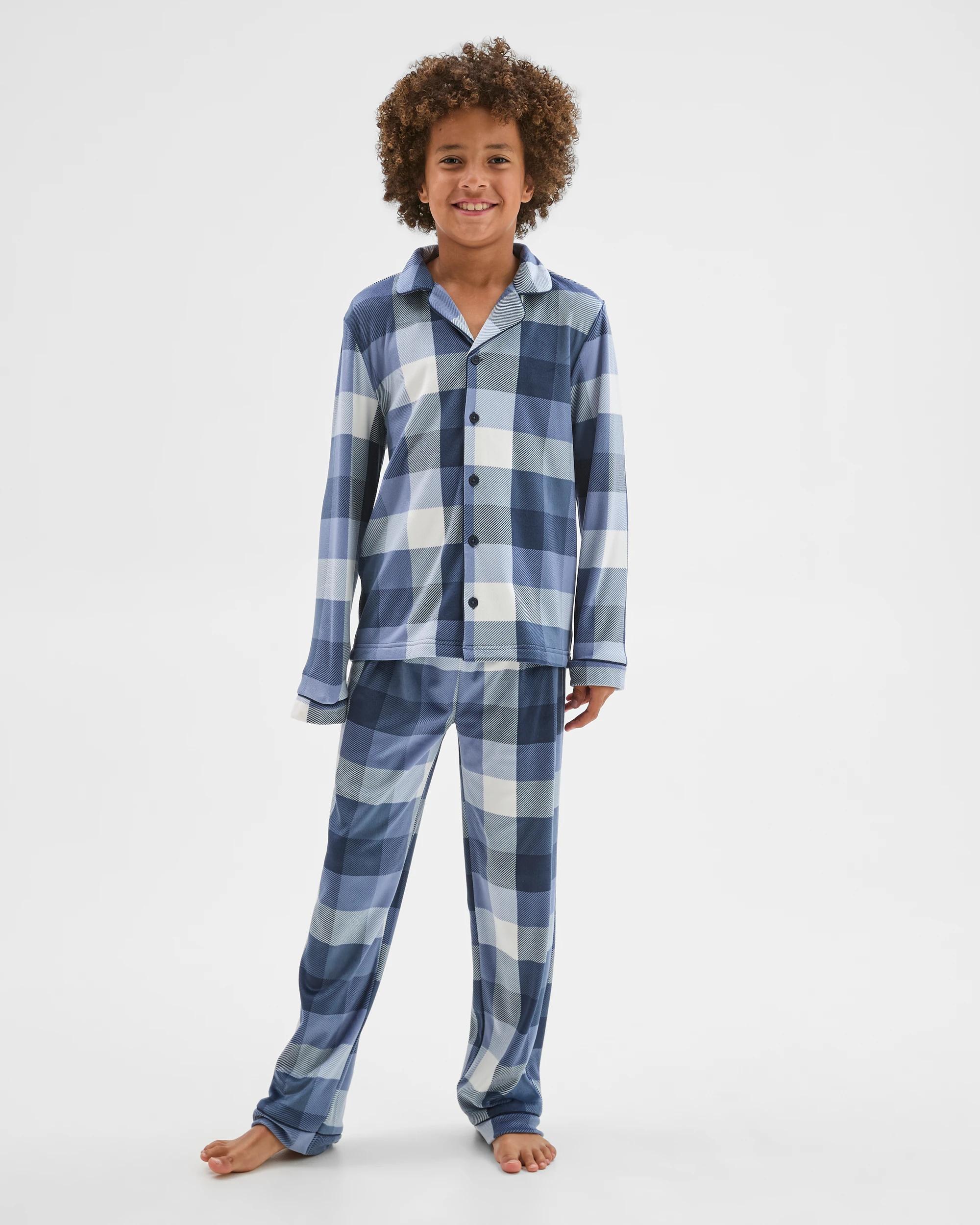 2 Target Kids Older Boys Long Sleeve Top & Long Length Pants Fleece Pyjama Set CHECK, 2 of 6