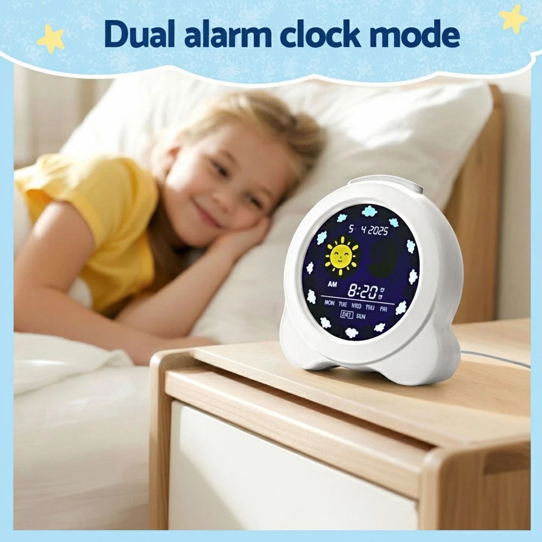 5 Artiss 3.8" Digital Day Clock Calendar Alarm LCD Display - White, 5 of 8