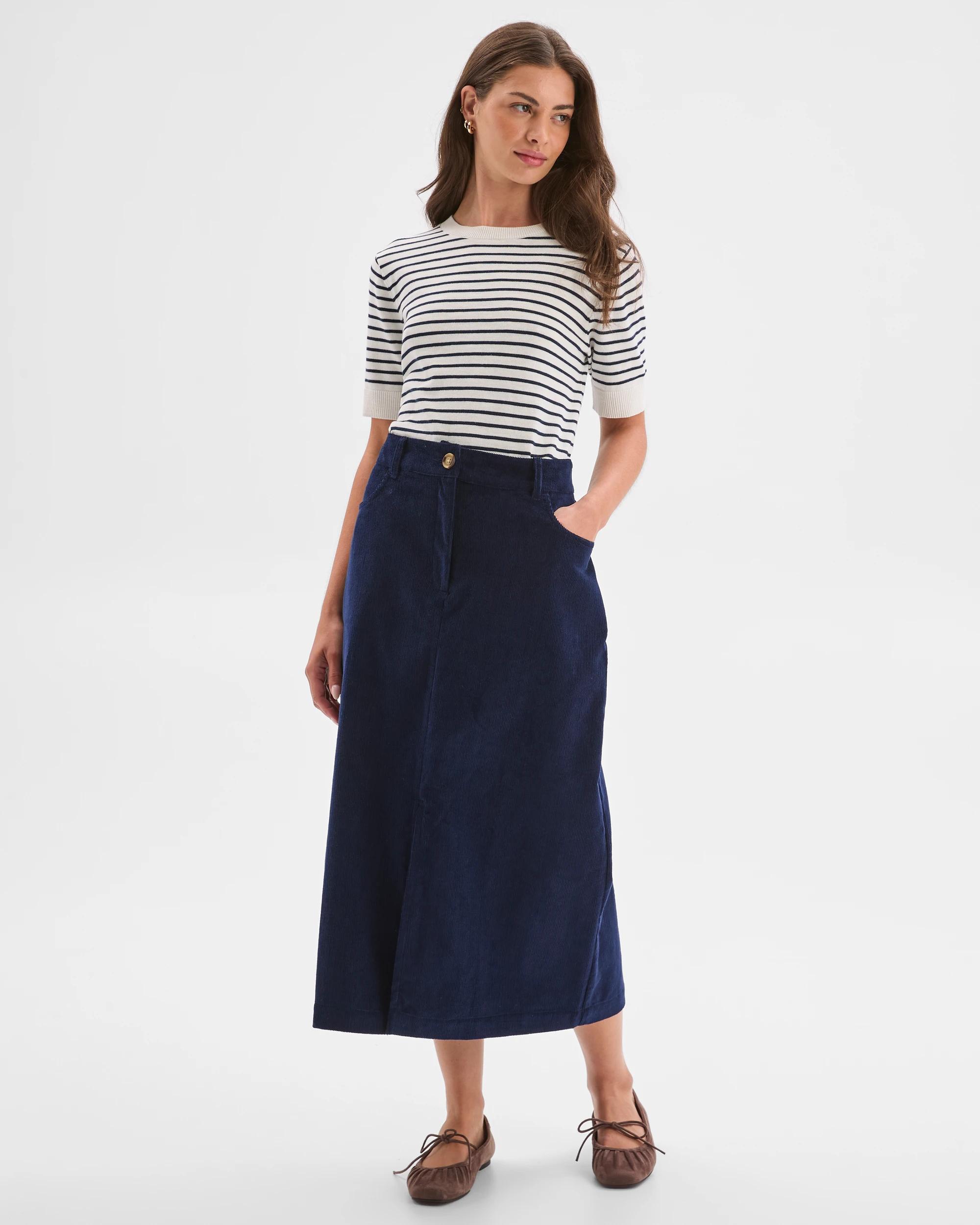 2 Target Petites Midi Corduroy Pencil Skirt INK NAVY, 2 of 7