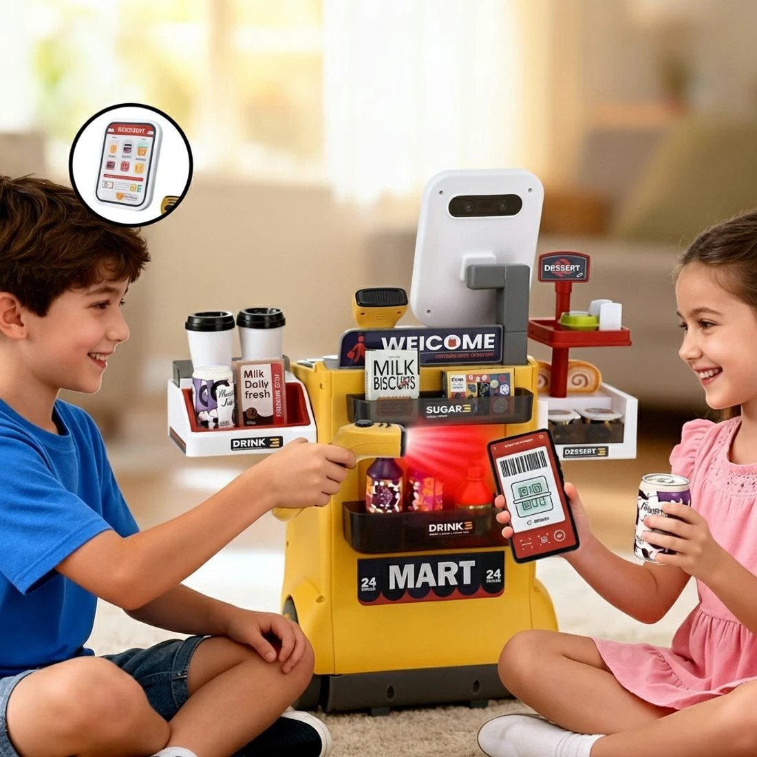 5 Keezi Kids Pretend Playset Supermarket Shopping Role Play Toy Cash Food 48PCS - Multi, 5 of 7