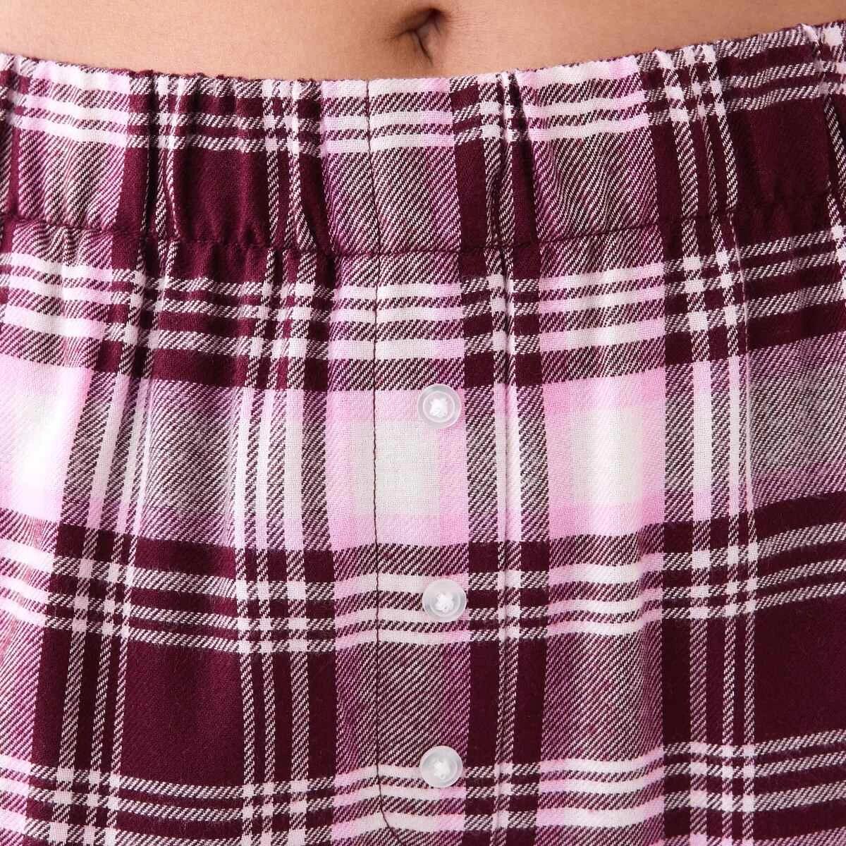 6 Relaxed Boyfriend Flannel Pyjama Set Burg Chk, 6 of 7