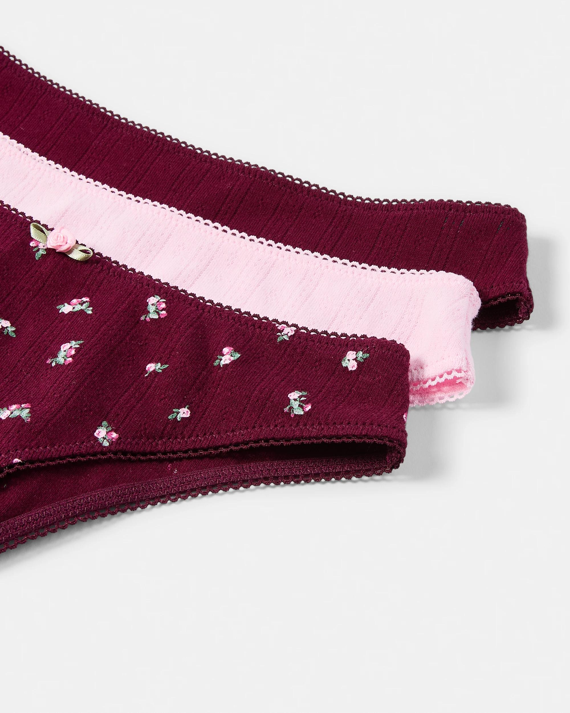 3 3 Pack Pointelle Cheeky Bikini Briefs Vlvt Ditsy, 3 of 10