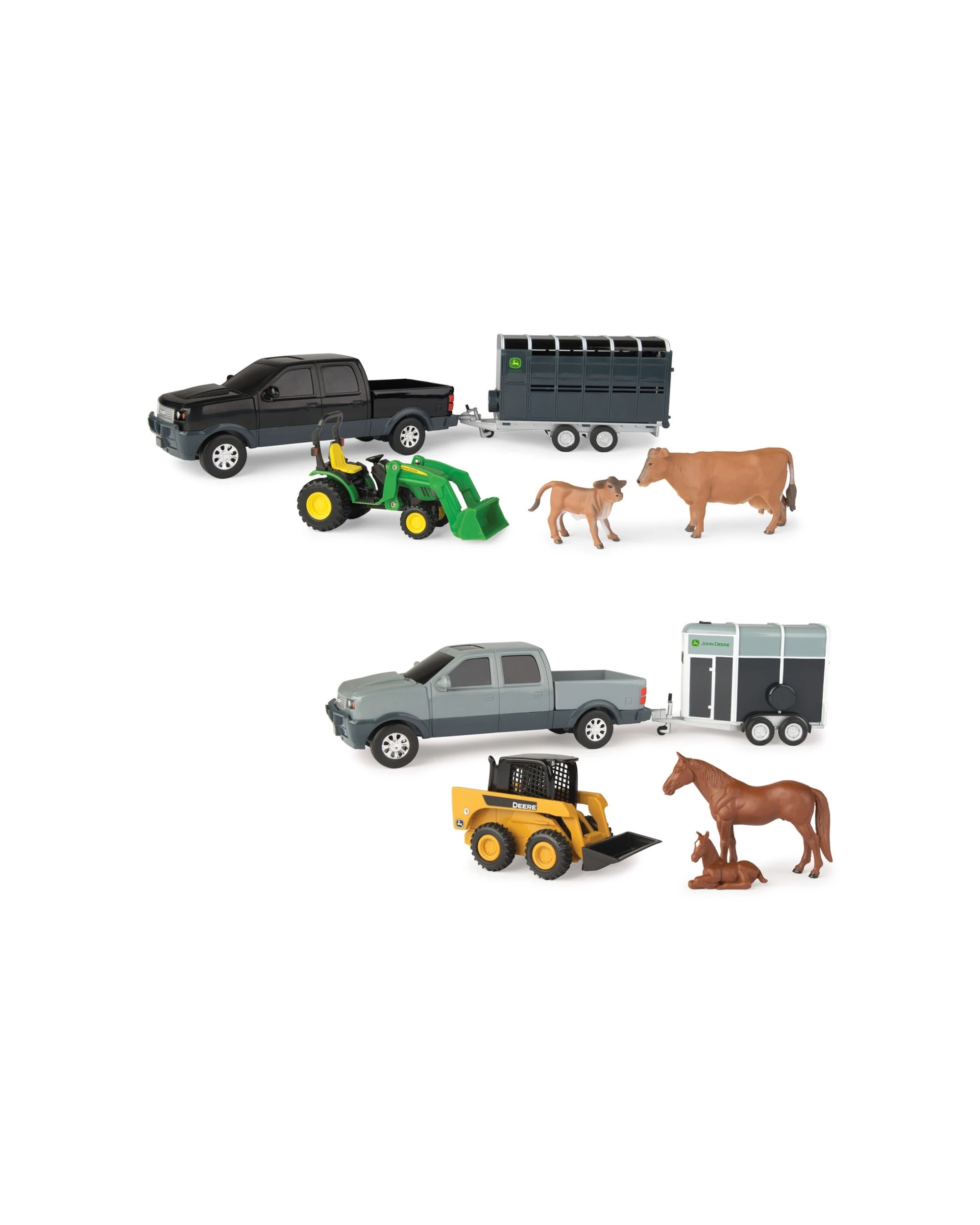 3 John Deere 1:32 Pickup Truck/Ute & Livestock Trailer Set With Animals Kids Toy - Multi, 3 of 4