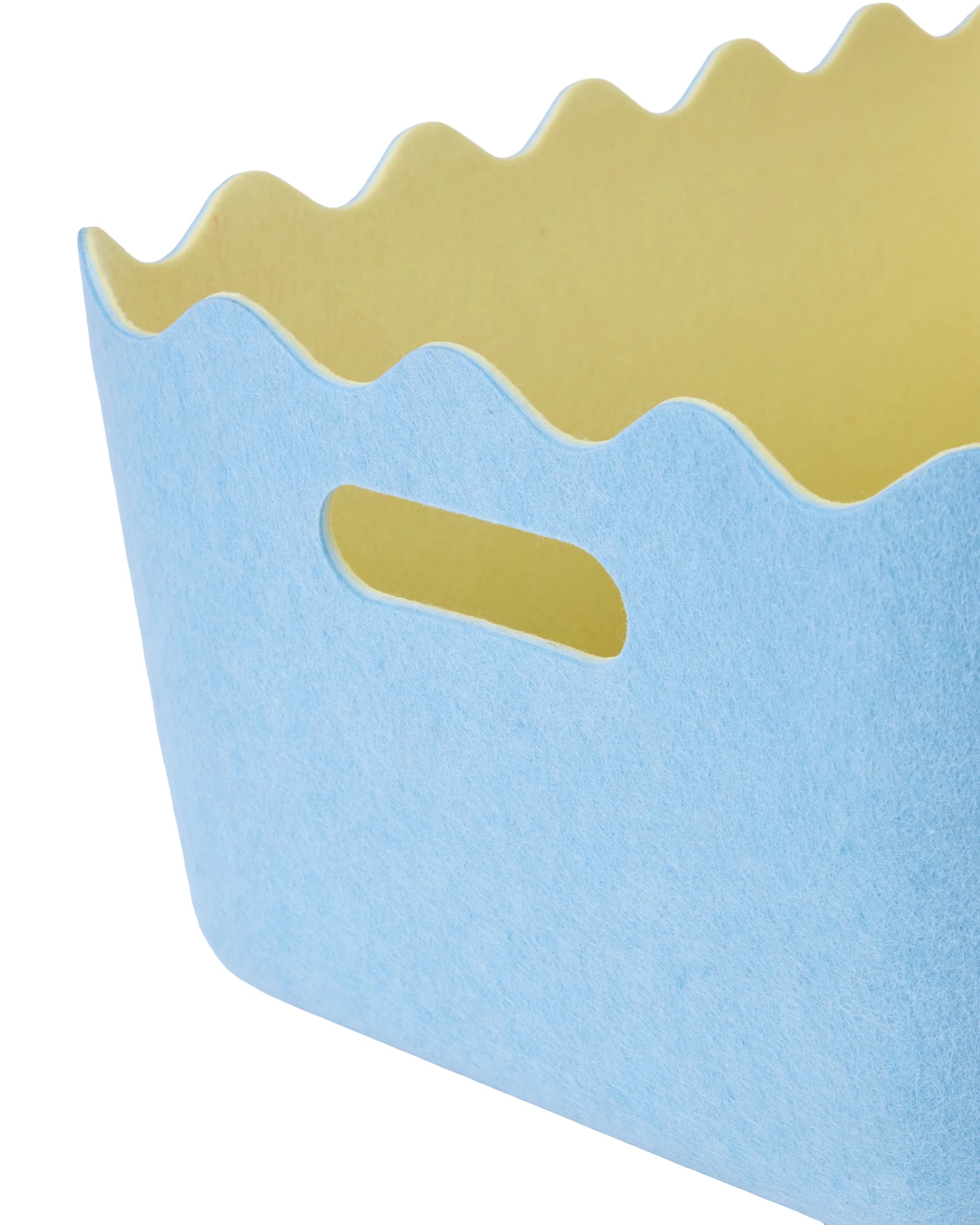 3 2 Tone Wave Felt Basket - Blue and Yellow, 3 of 5