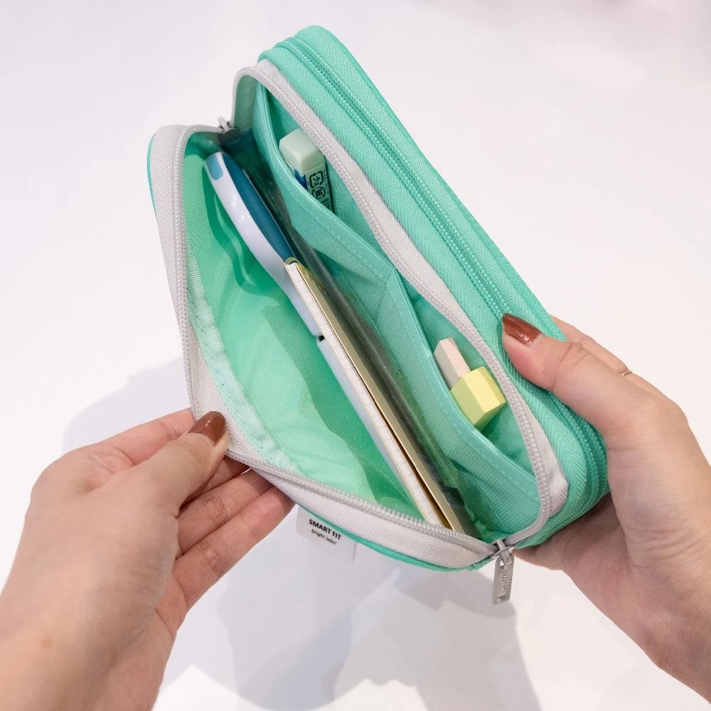 6 Smart Fit Twin Zip Pencil Case Large Green, 6 of 8