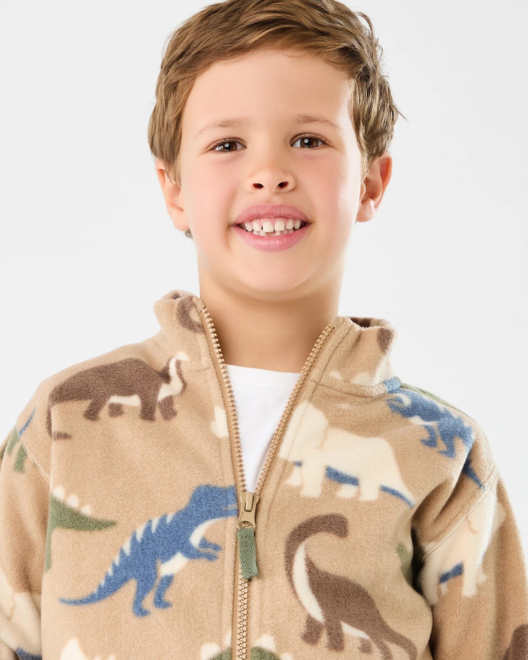 4 Polar Fleece Zip Through Jacket Brn Dino, 4 of 8