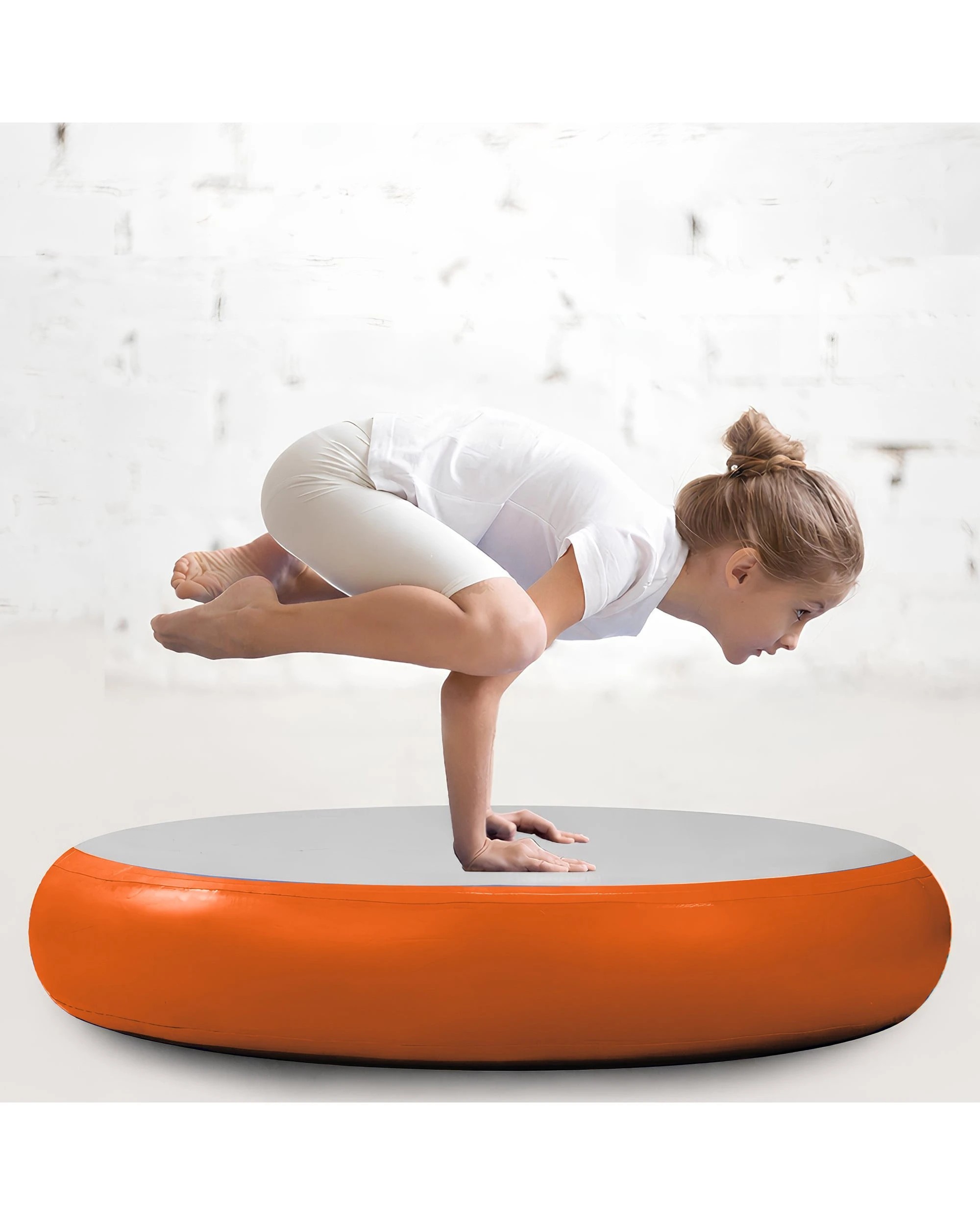 2 Powertrain 1m x 20cm Airtrack Spot Round Inflatable Gymnastics Tumbling Mat Air Track Exercise Yoga Mat - Orange, 2 of 4