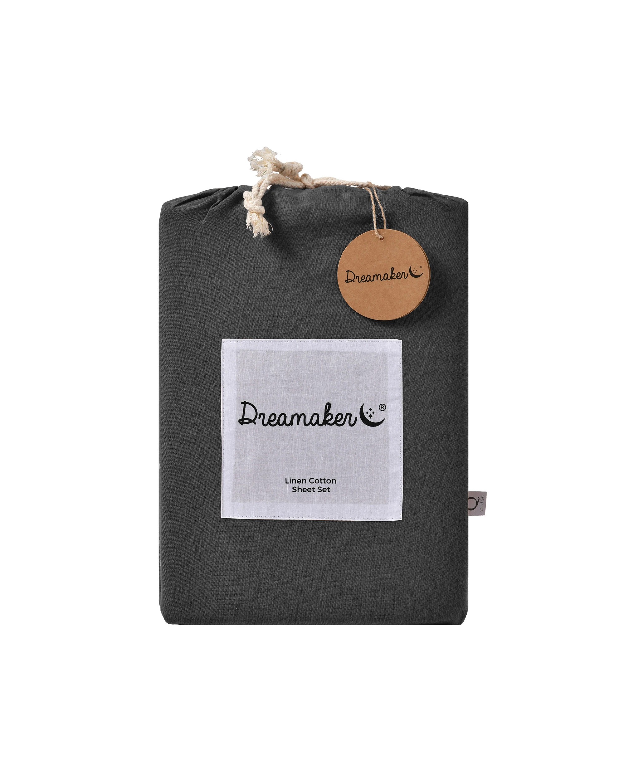 5 Dreamaker Linen Cotton Sheet Set - Super King Bed - Charcoal, 5 of 6