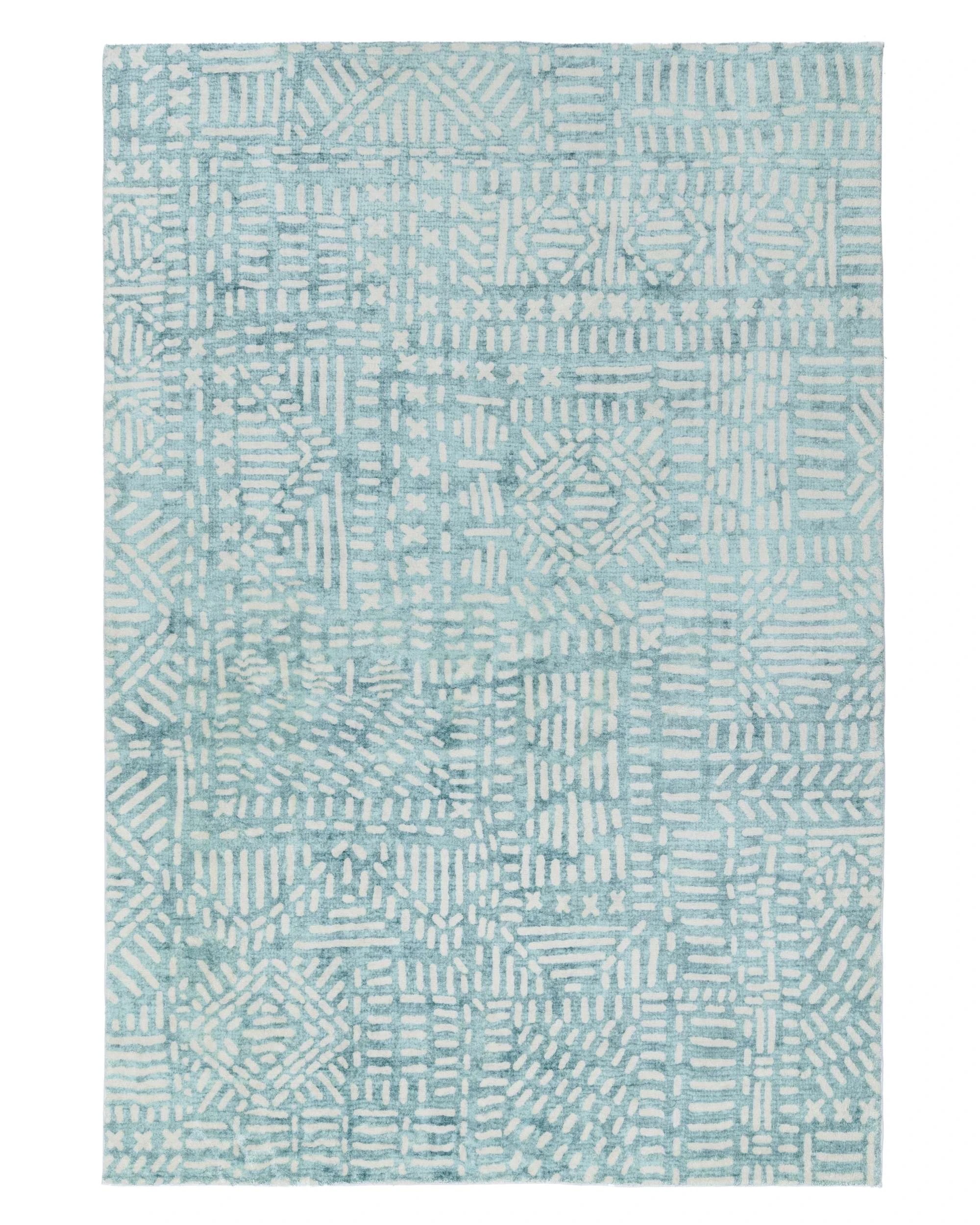 1 Loopsie Asni Tribal Washable Rug-180cm x 120cm - Blue, 1 of 7