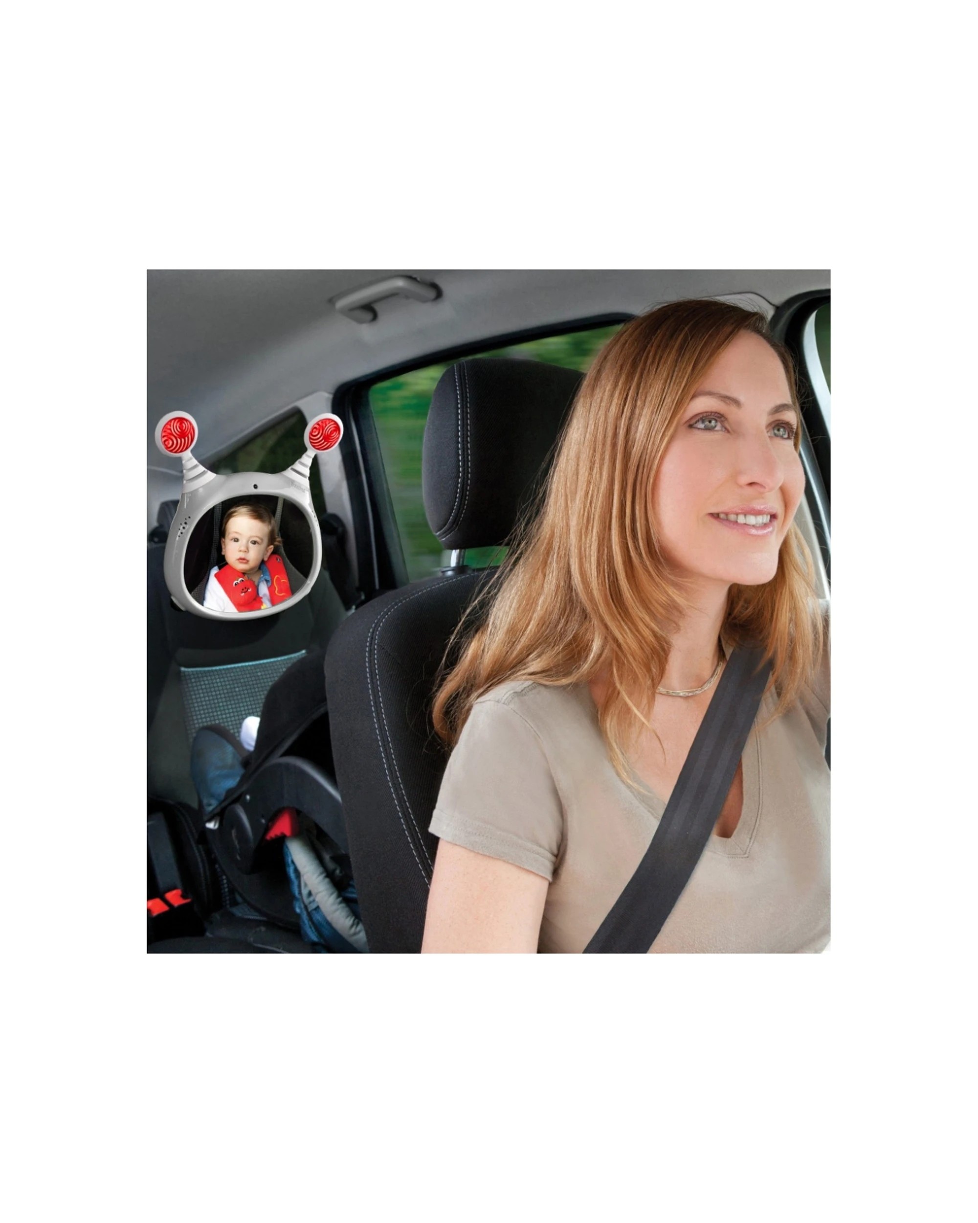 2 Benbat Oly Active Baby Car Mirror With Remote Lights Music White Noise - Grey, 2 of 7