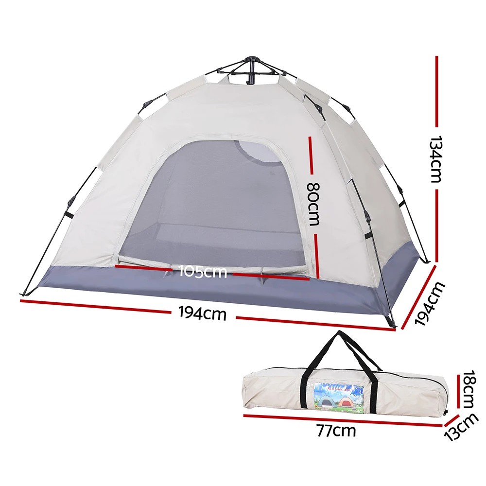 2 Weisshorn Camping Tent Instant Tent Pop up 2 Person Outdoor Hiking Tents Hiking - Beige, 2 of 7