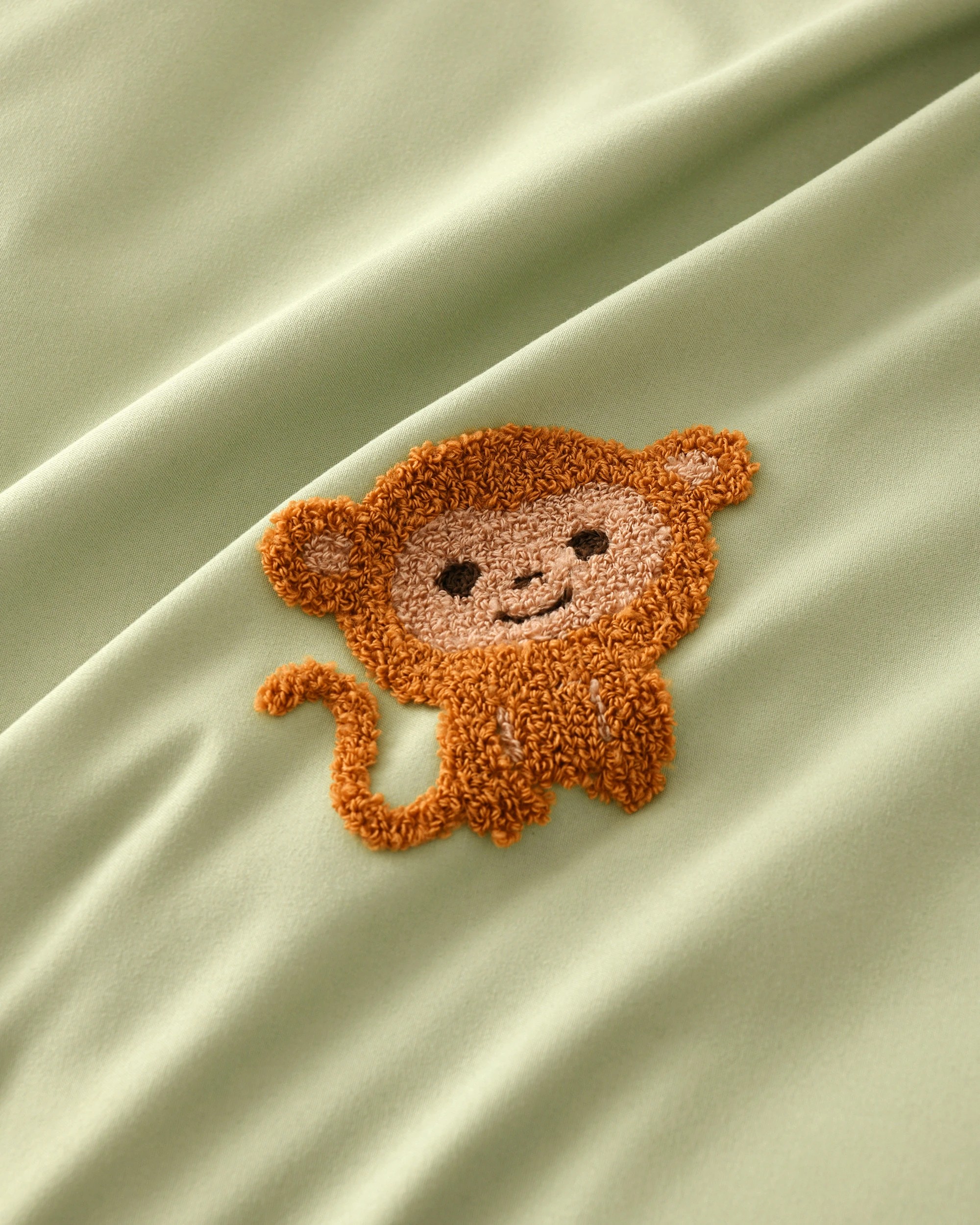 4 Jack & Ava Bongo the Monkey Embroidered Kids Quilt Cover Set - Double Bed - Green, 4 of 7