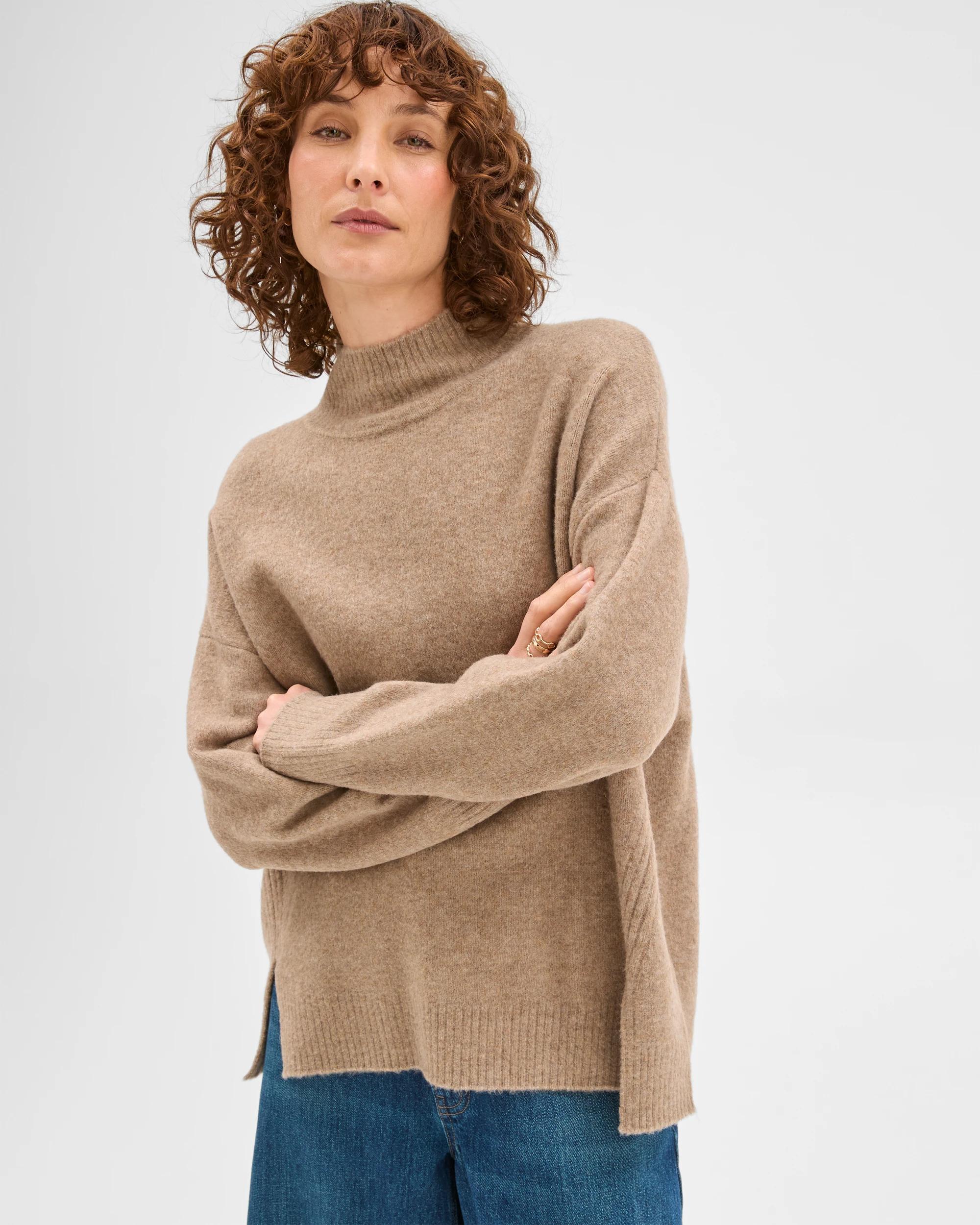 4 Target Woman Super Soft Mock Neck Jumper DARK FAWN MARLE, 4 of 7