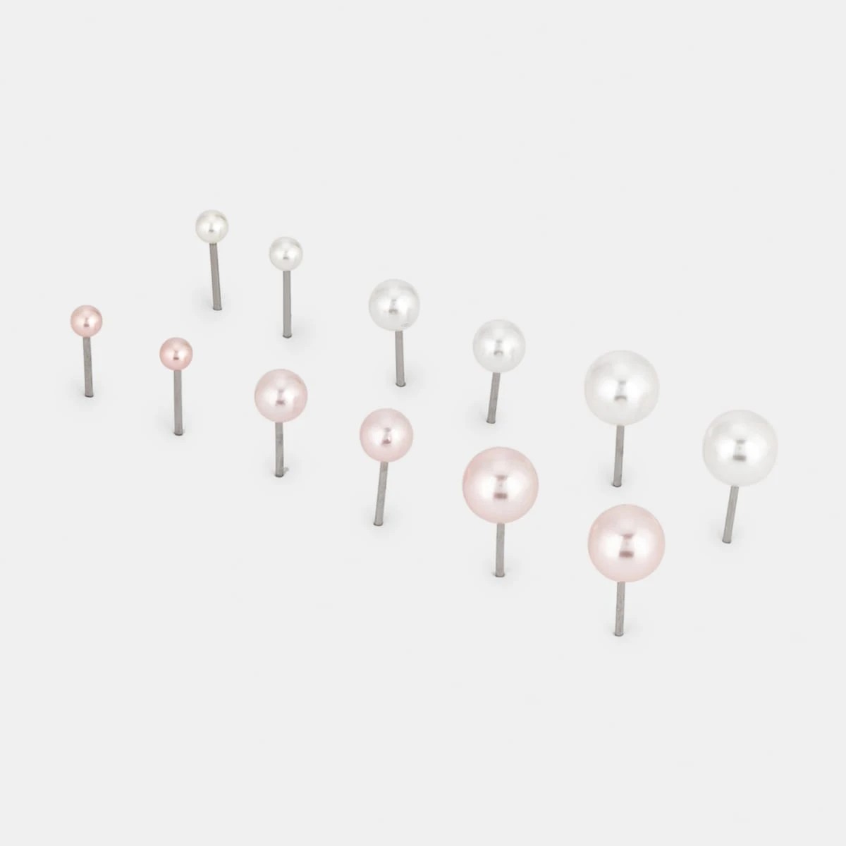 2 6 Pack Faux Pearl Ball Stud Earrings, 2 of 5