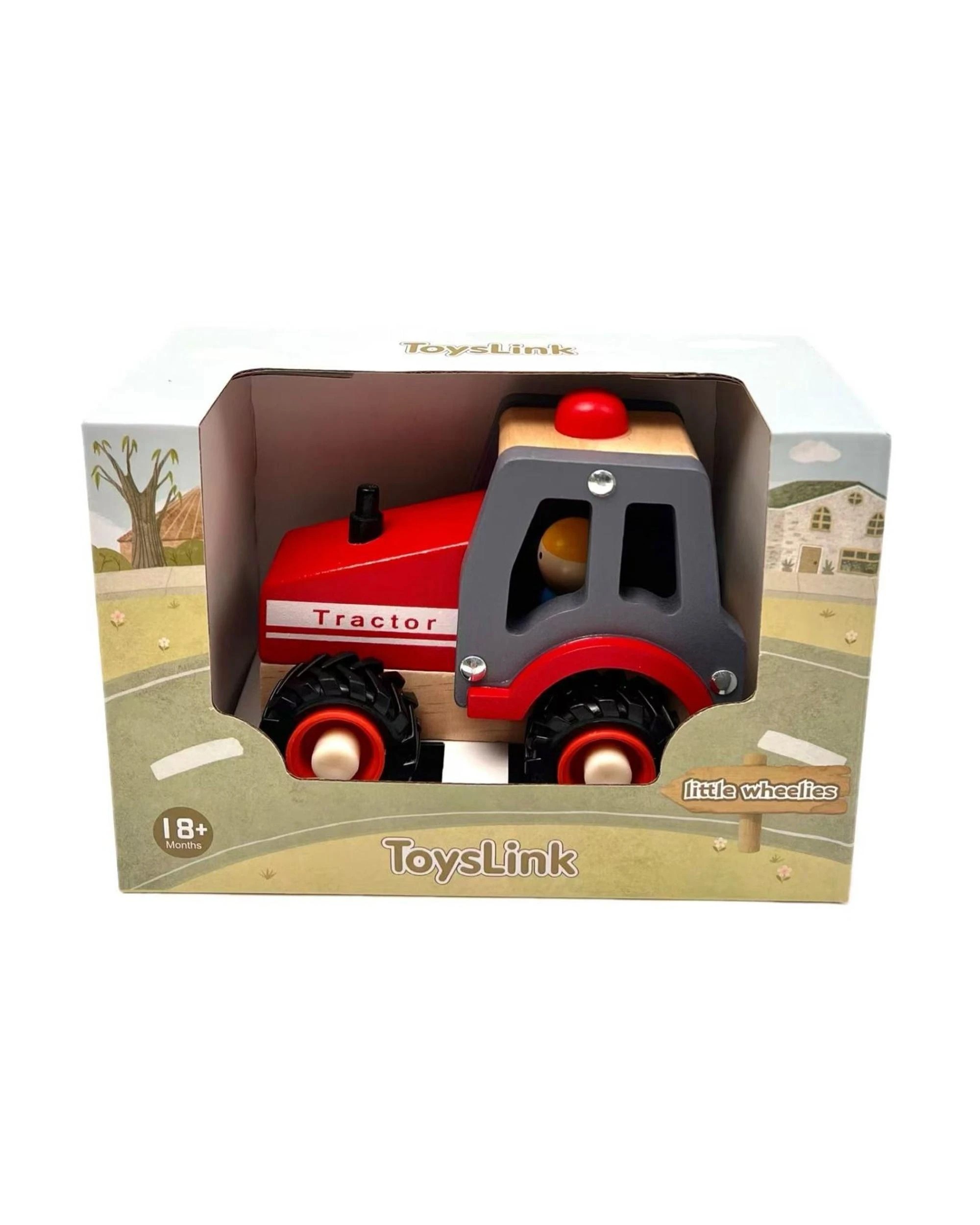 1 Toyslink Wooden Wheelie Tractors Toy Vehicle, 1 of 3