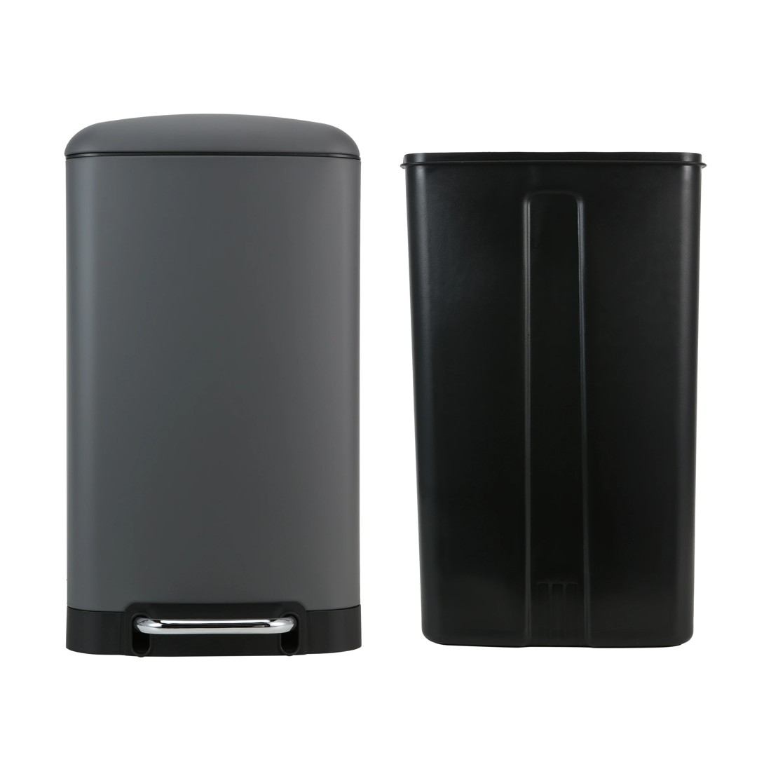 3 30L Matte Grey Rectangular Pedal Bin, 3 of 4