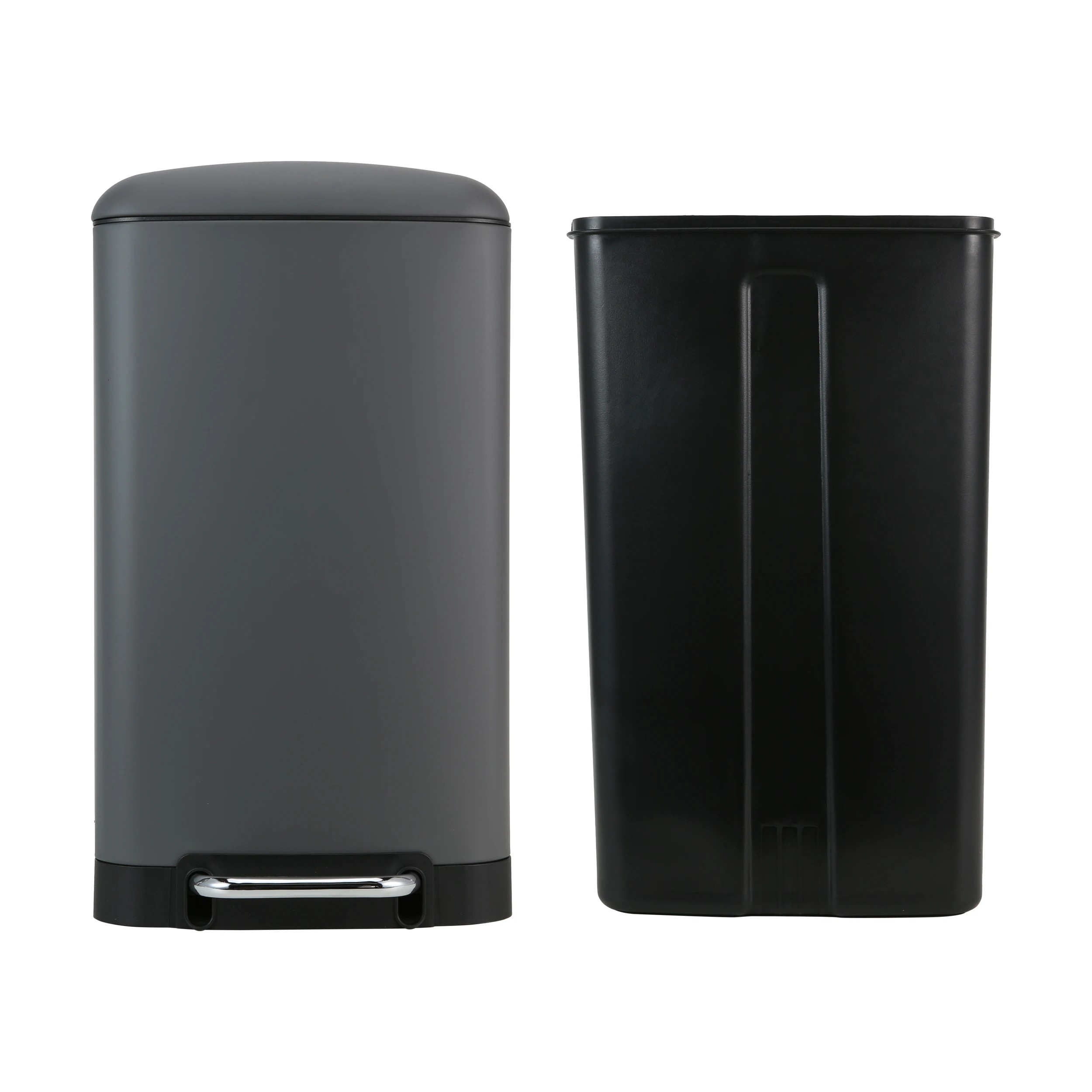 3 30L Matte Grey Rectangular Pedal Bin, 3 of 4