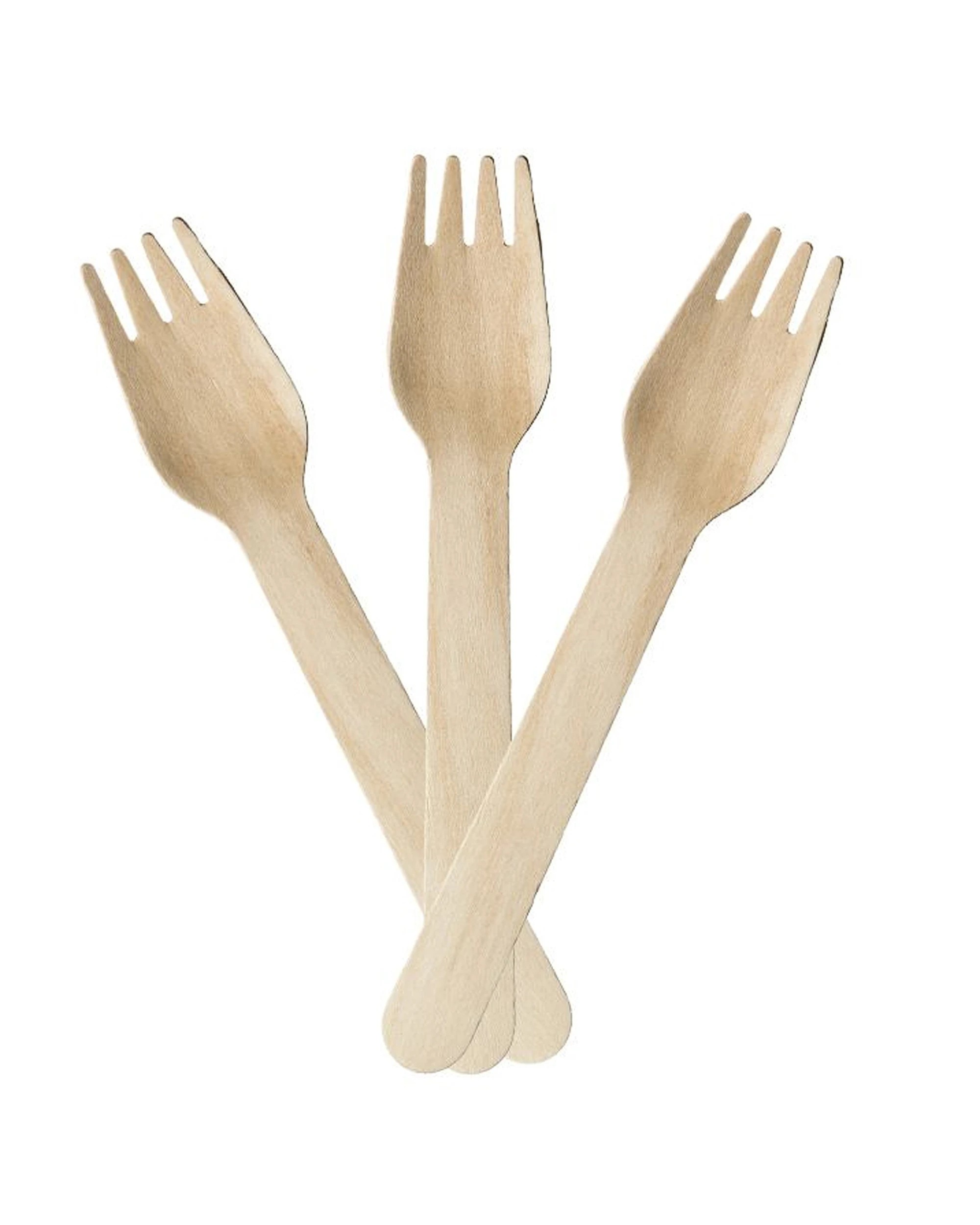 1 Partyrama Eco Wooden Forks Bulk pack of 100, 1 of 2