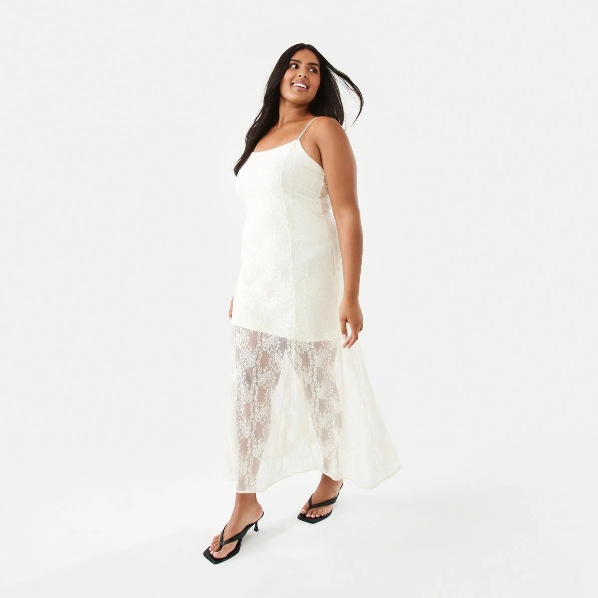 4 Sleeveless Lace Maxi Dress Prtn White, 4 of 10