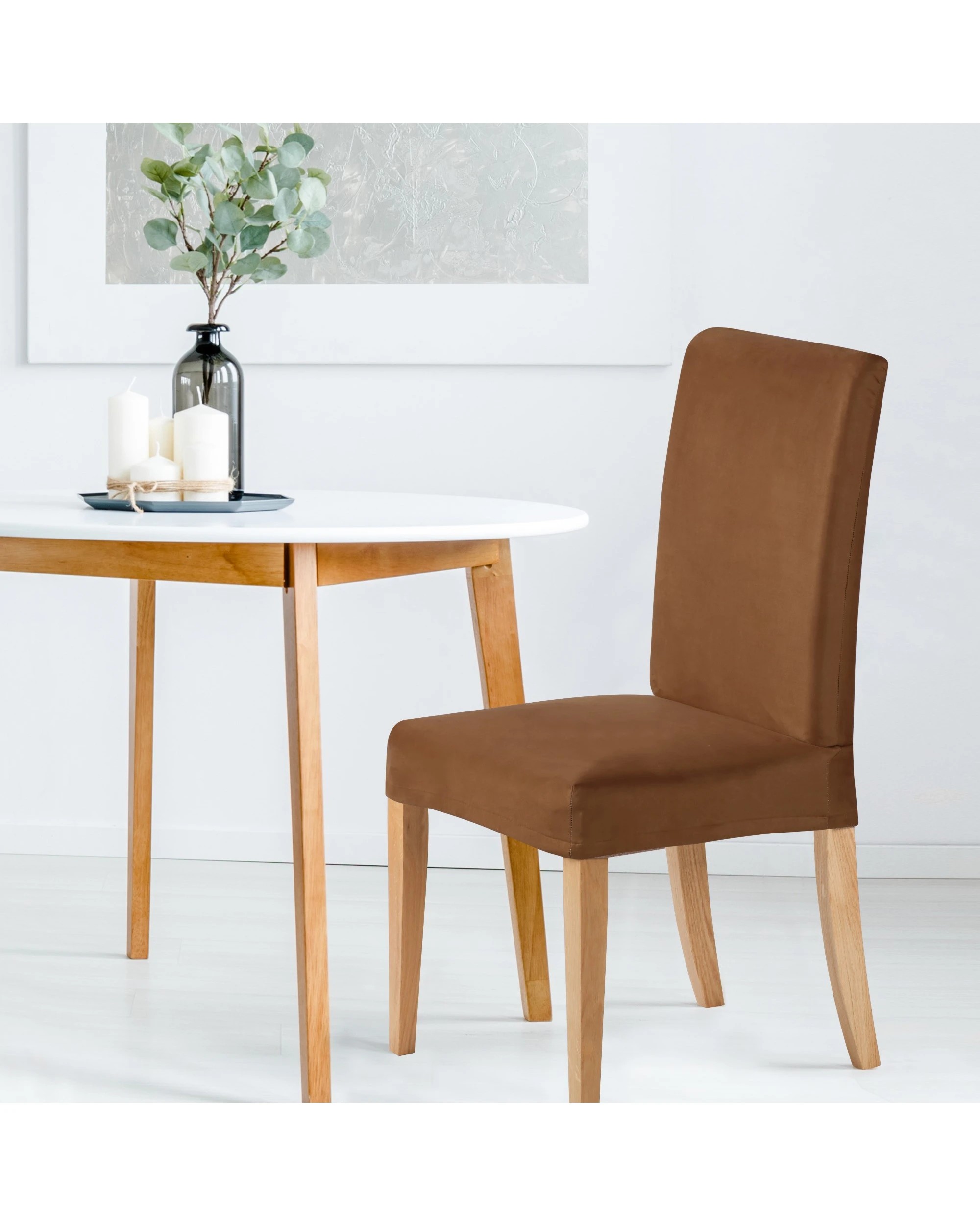 3 Sherwood Home Premium Faux Suede Dining Chair Cover - Rust, 3 of 4