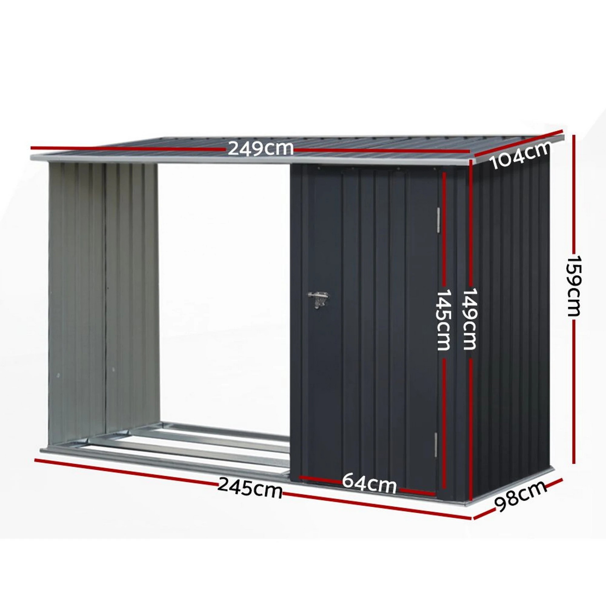 3 Giantz Garden Shed Sheds Outdoor Tool Storage Workshop House Steel 2 in 1 - Grey, 3 of 6