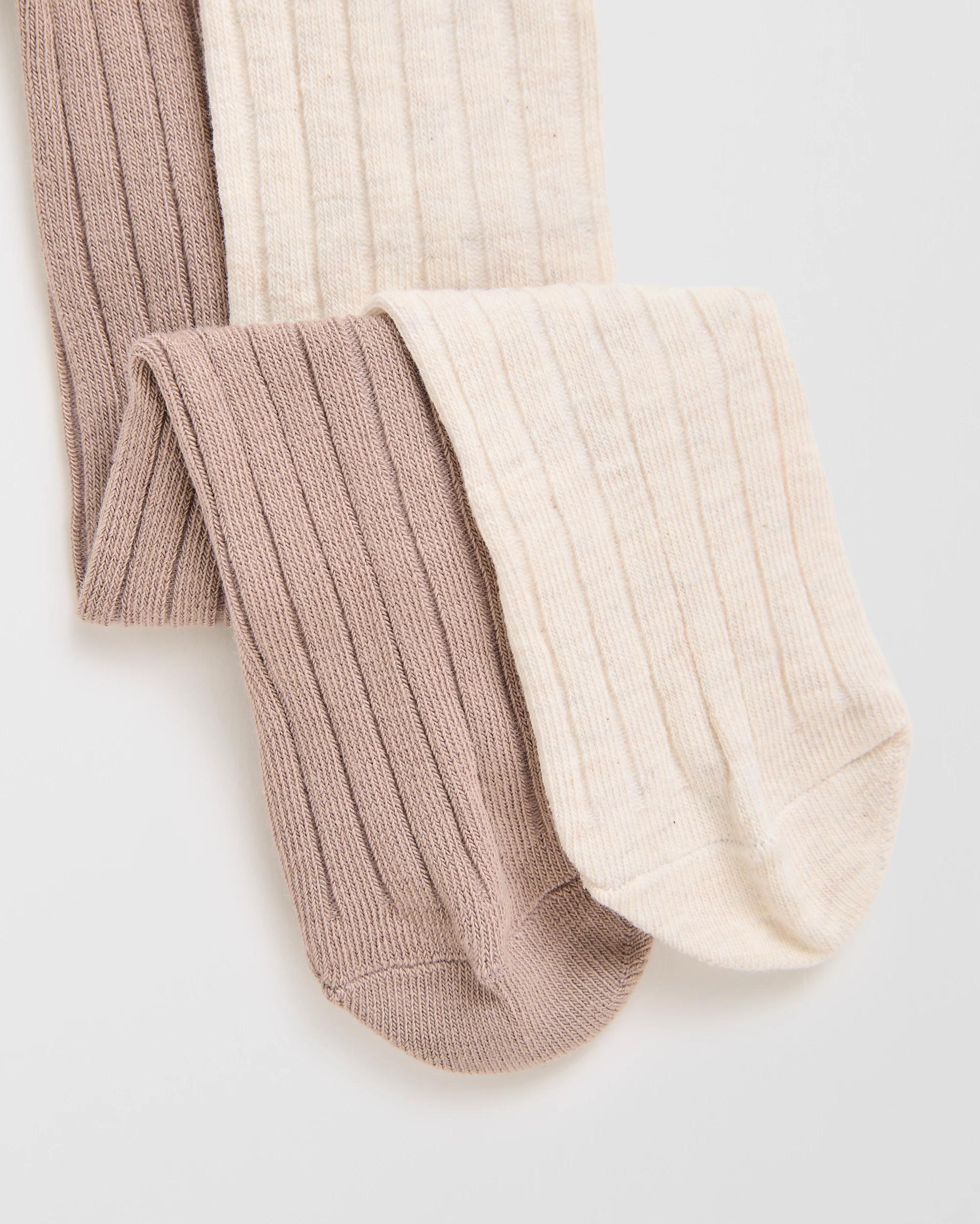 2 Maxx Baby Australian Cotton Blend 2 Pack Rib Tights BROWN/OATMEAL, 2 of 3