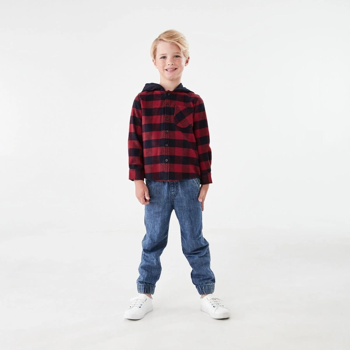 5 Yarn Dye Flannel Shirt With Hood Red Check, 5 of 8