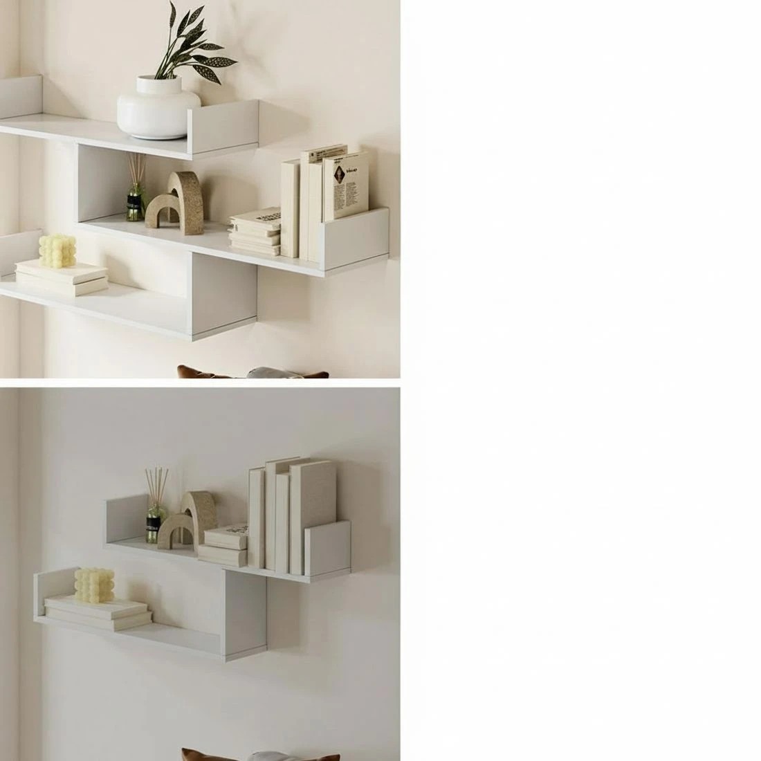 6 Artiss Floating Wall Shelf 3 Tier - White, 6 of 7