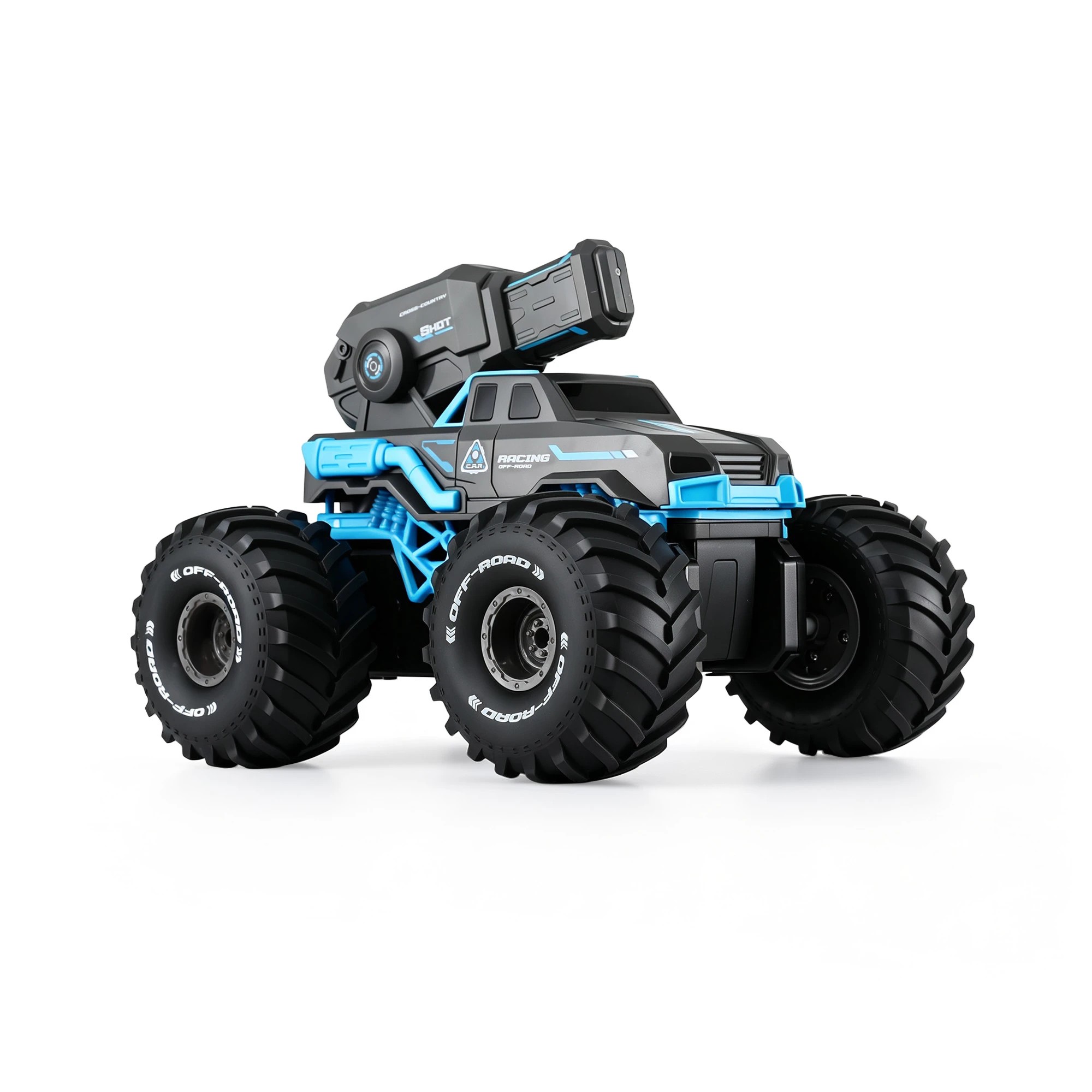 1 Keezi Kids Amphibious Remote Control Car Boat 2.4GHz 4WD RC Tank with Water Squirt Beach Pool Water Outdoor - Blue