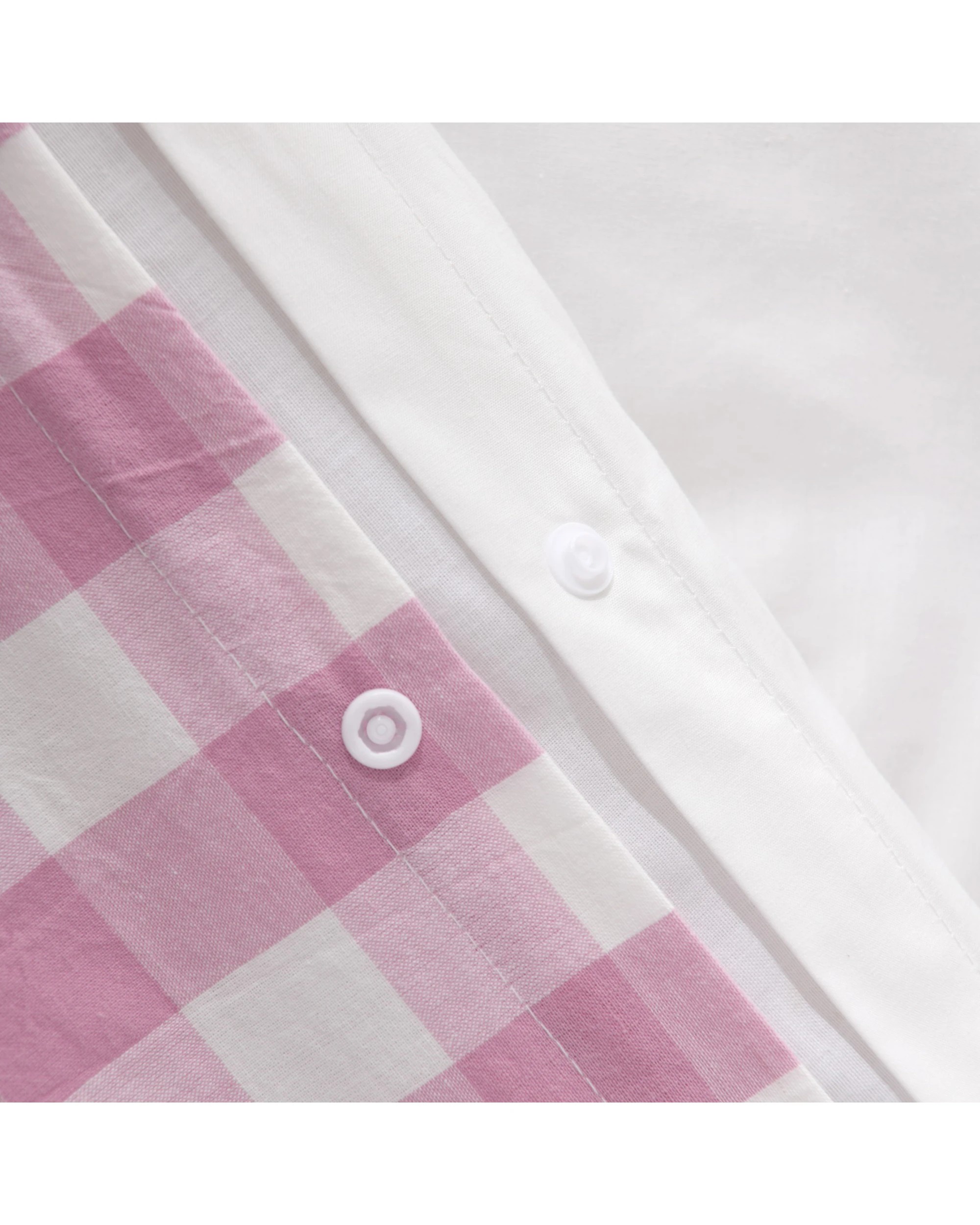 4 Dreamaker Lola Yarn Dyed Washed Cotton Gingham Quilt Cover Set - Queen Bed - Pearl Pink, 4 of 6