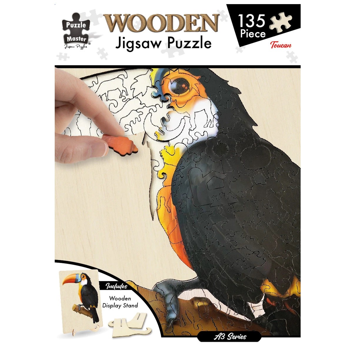 3 Puzzle Master 135 Piece Wooden Jigsaw Puzzle, Toucan (A3 Series), 3 of 4