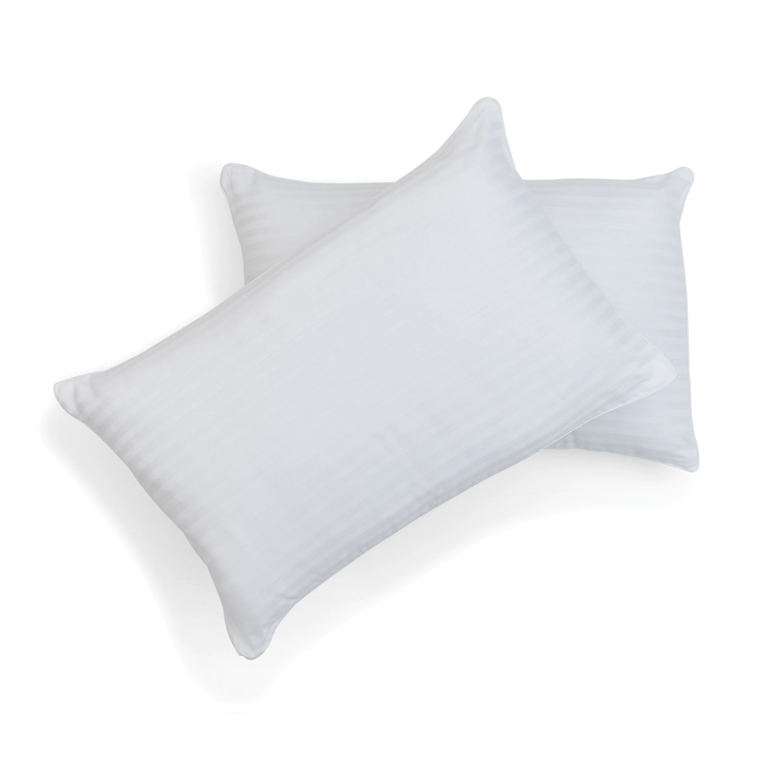2 2 Pack Sateen Stripe Comfort Pillows - High Profile, White, 2 of 6