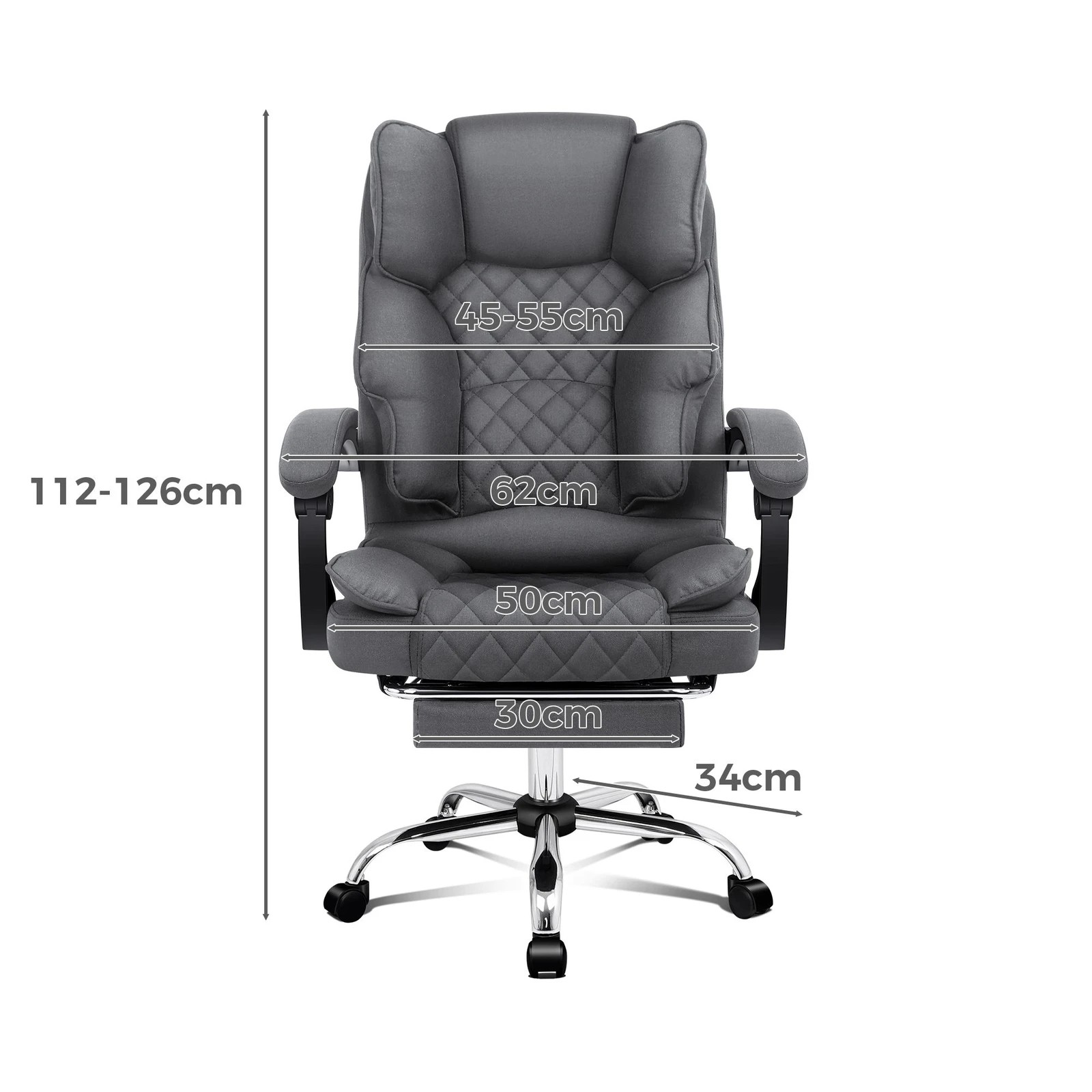 3 Alfordson Office Chair Gaming Executive Seat Computer Racer Fabric Recliner - Grey, 3 of 10