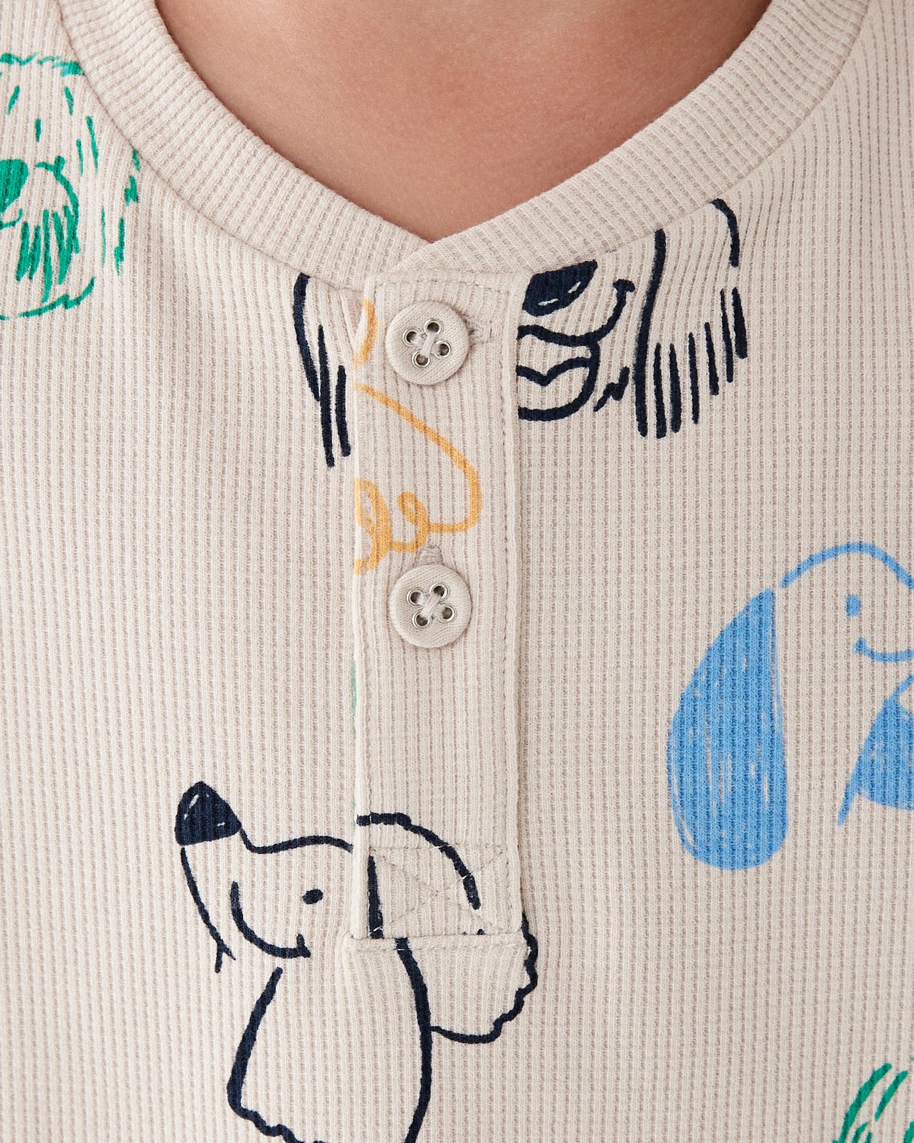 4 Waffle Pyjama Set Beig Dog, 4 of 8