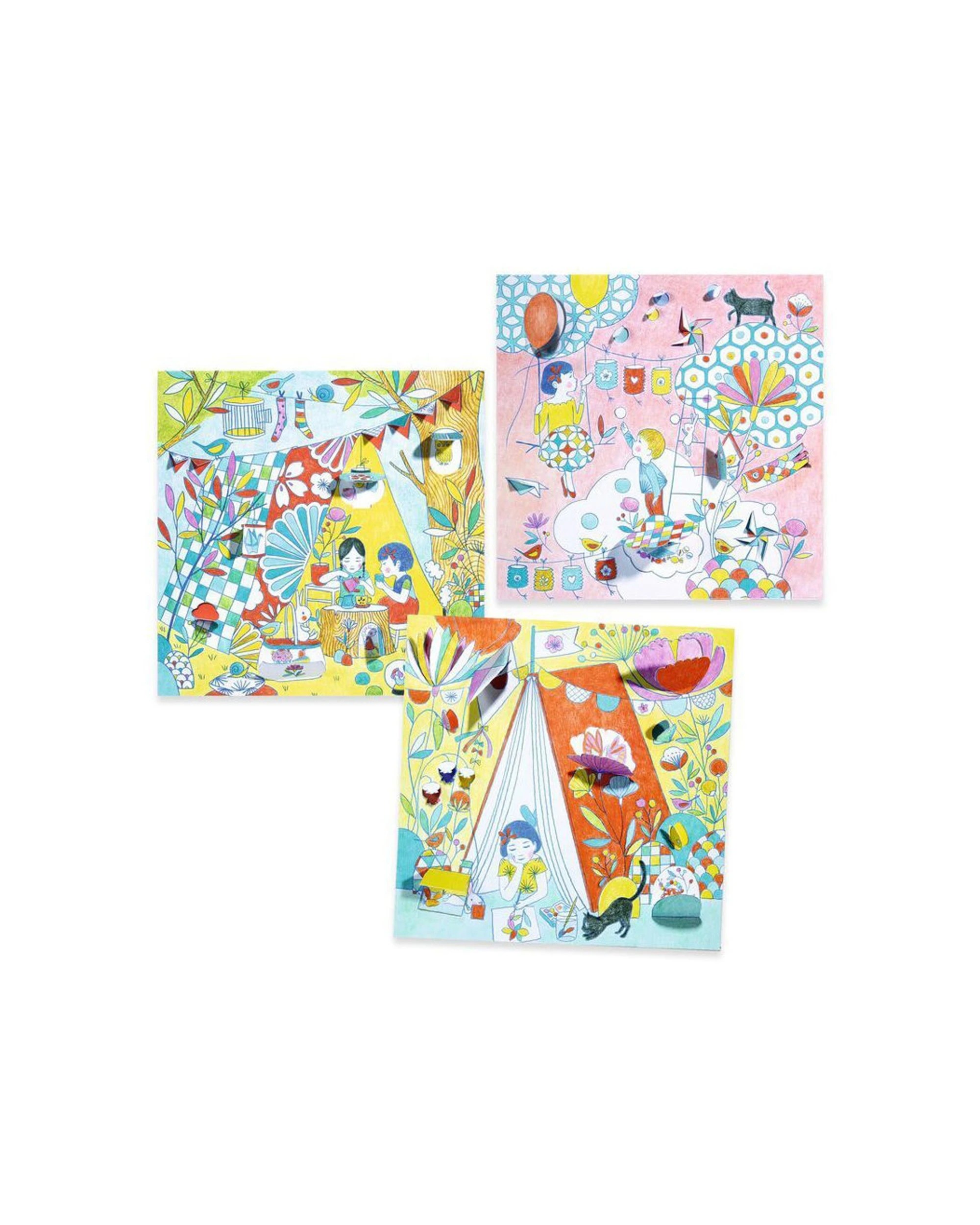 Djeco Ninas Play Tent Colouring Surprise Kit Kids Art Sheets - Multi ...
