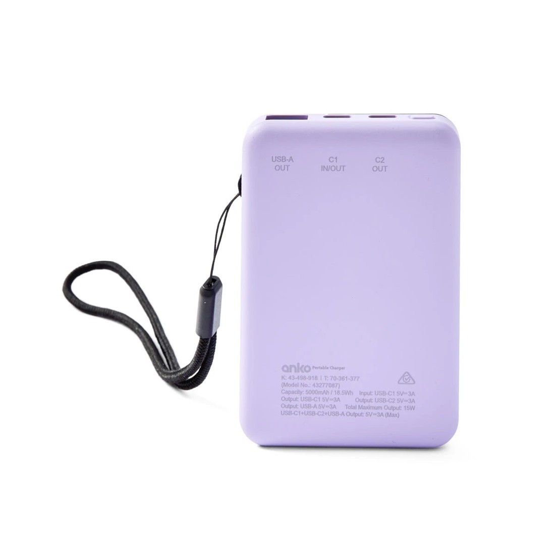 4 USB-A to USB-C 15W 5000mAh Portable Charger - Purple, 4 of 9
