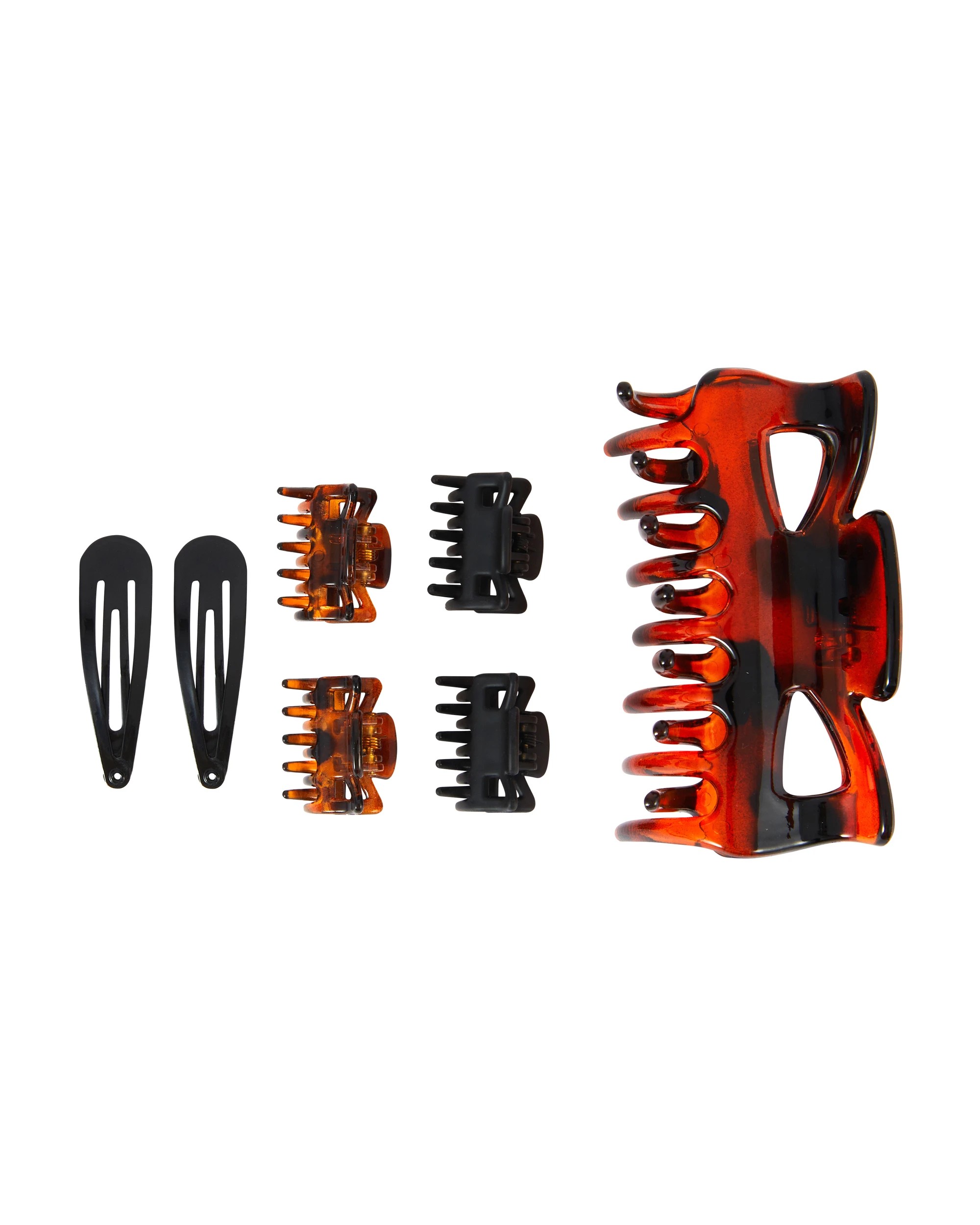 2 OXX Haircare 7 Piece Black and Tort Claw and Snap Hair Clips Pack, 2 of 3