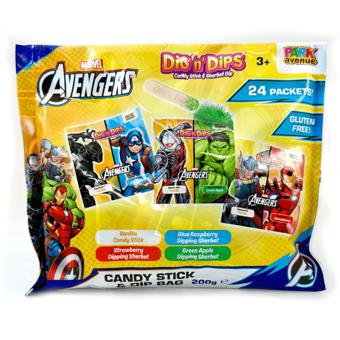 1 Park Avenue Marvel Avengers 24 Pack Dig n' Dips Candy Stick & Dip Bag 200g, 1 of 4