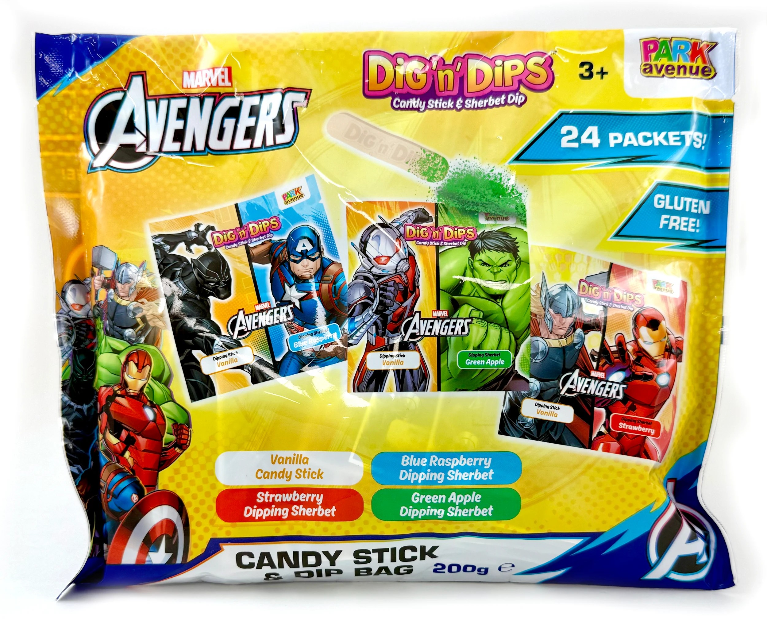 1 Park Avenue Marvel Avengers 24 Pack Dig n' Dips Candy Stick & Dip Bag 200g, 1 of 4