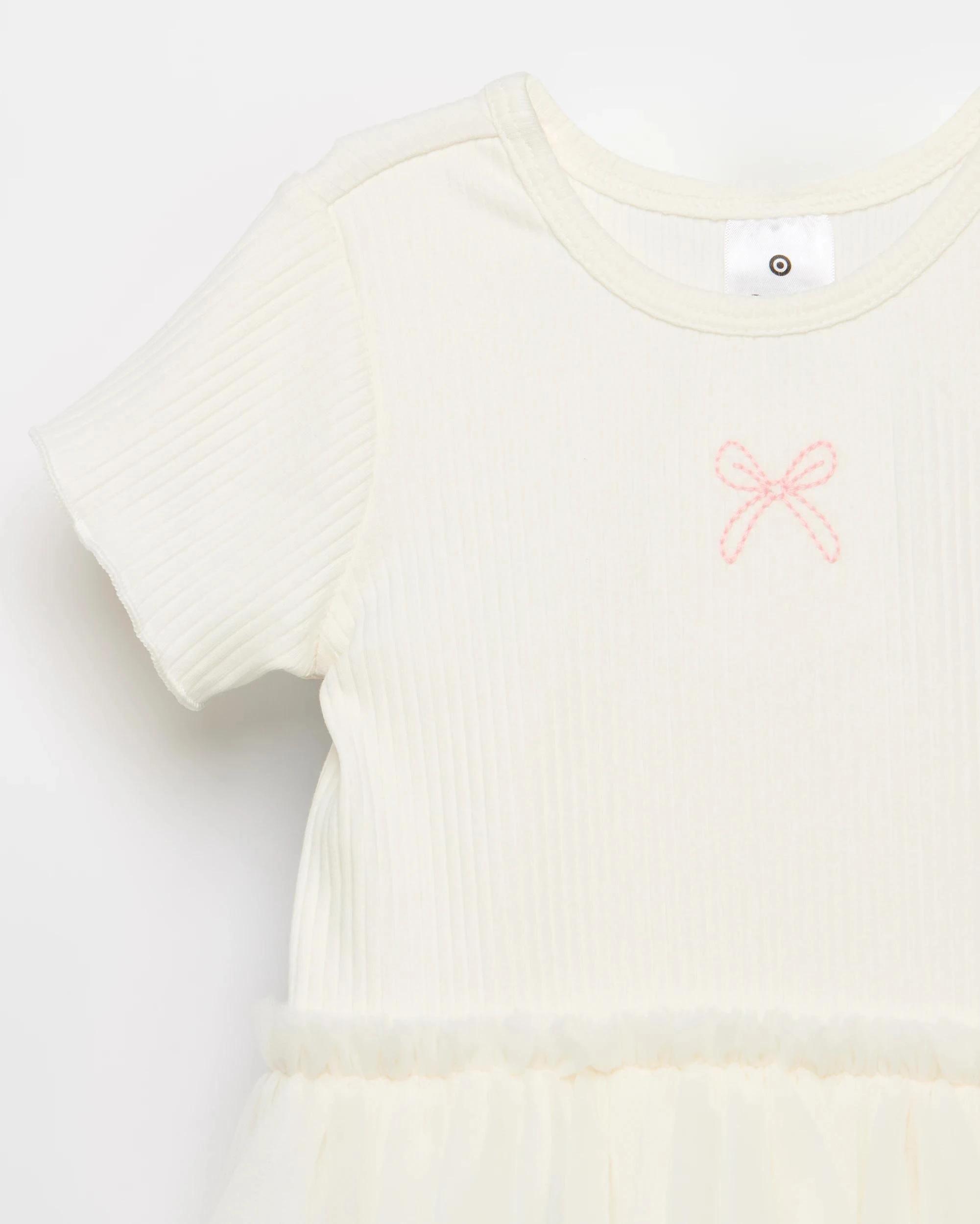 2 Target Baby Baby Rib Tulle Bodysuit Dress CREAM, 2 of 2