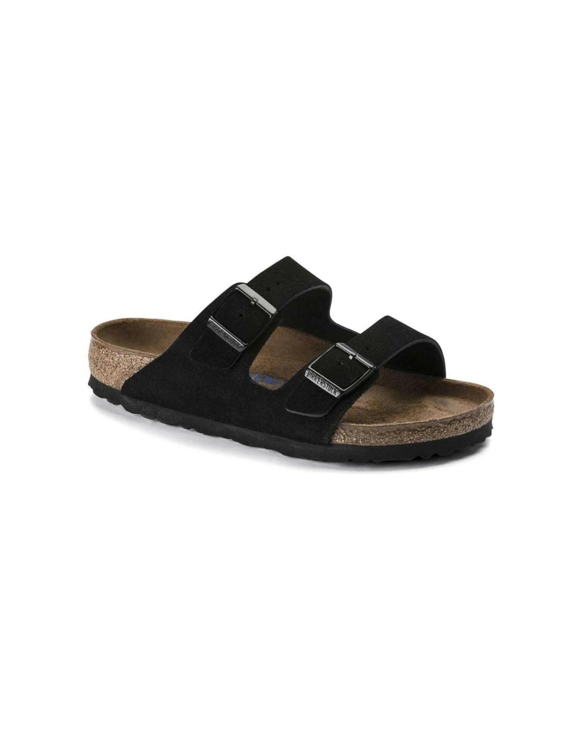 3 Birkenstock Arizona Suede Leather Slip-On Sandals Regular BLACK, 3 of 7