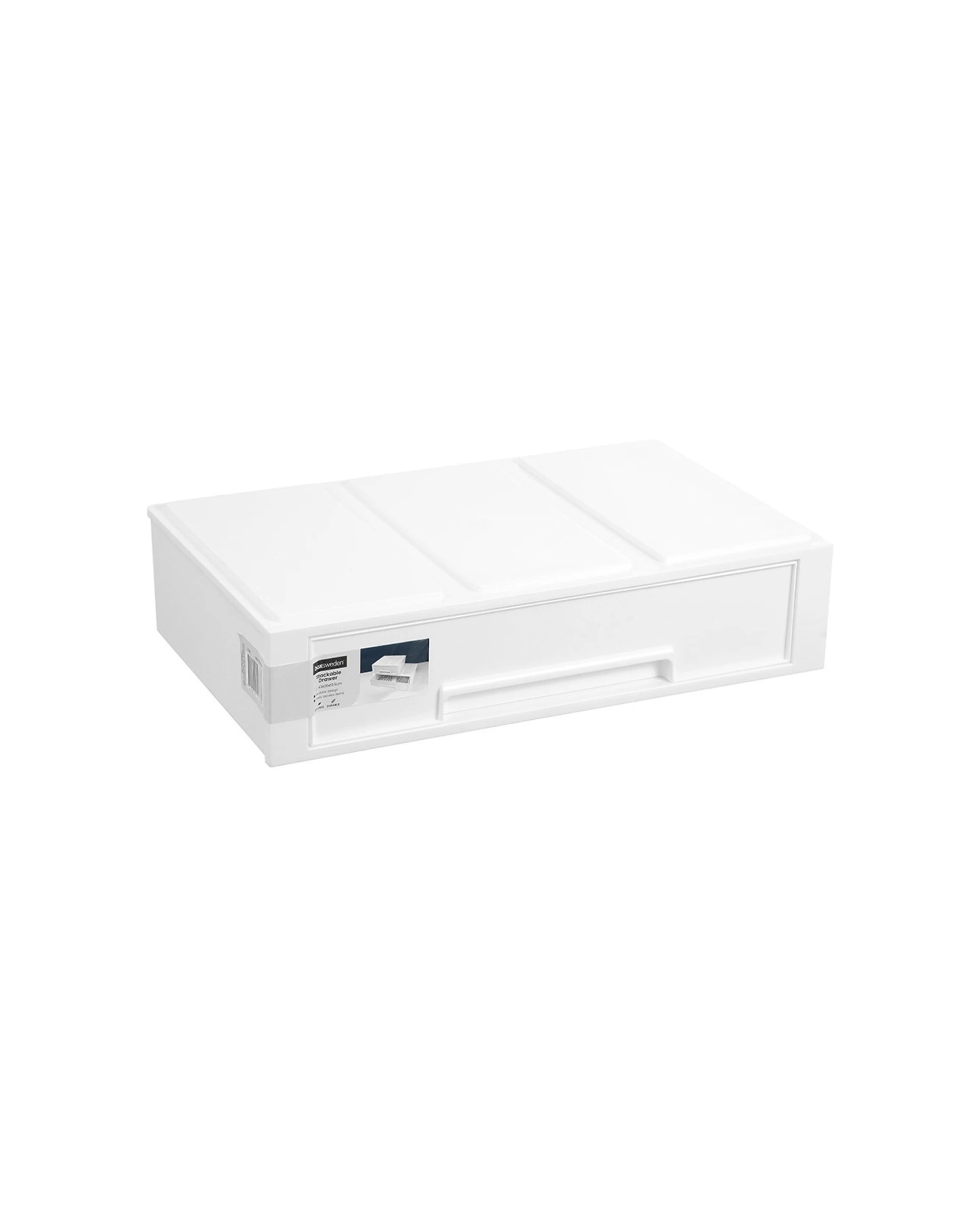 3 Boxsweden Stacking Drawer Organiser 43cm x 26cm Stackable Storage Plastic
 - white, 3 of 7