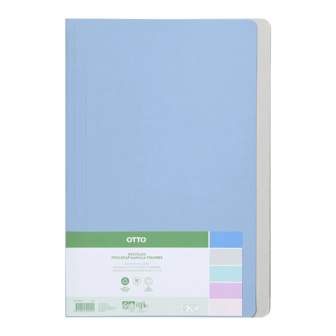 1 Otto 2-Tone Manila Folders Foolscap Assorted 10 Pack, 1 of 4