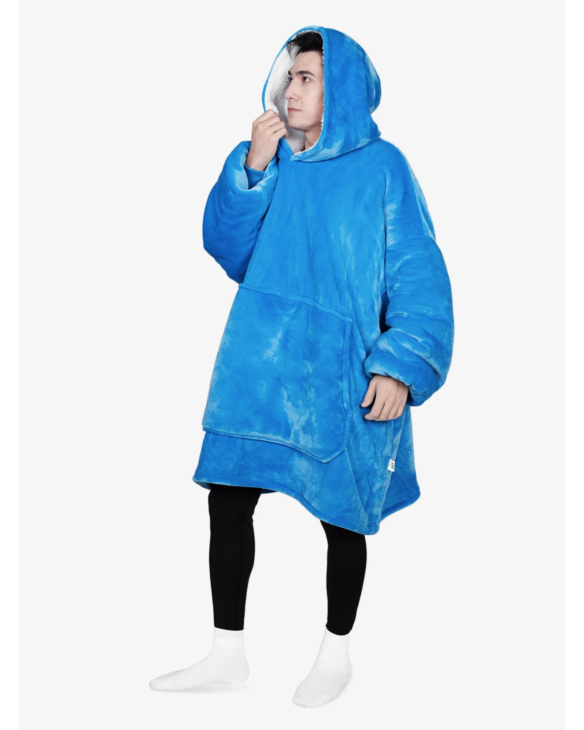 4 Advwin Wearable Blanket Oversized Comfort Hoodie Adult Lake Blue LAKE BLUE, 4 of 5