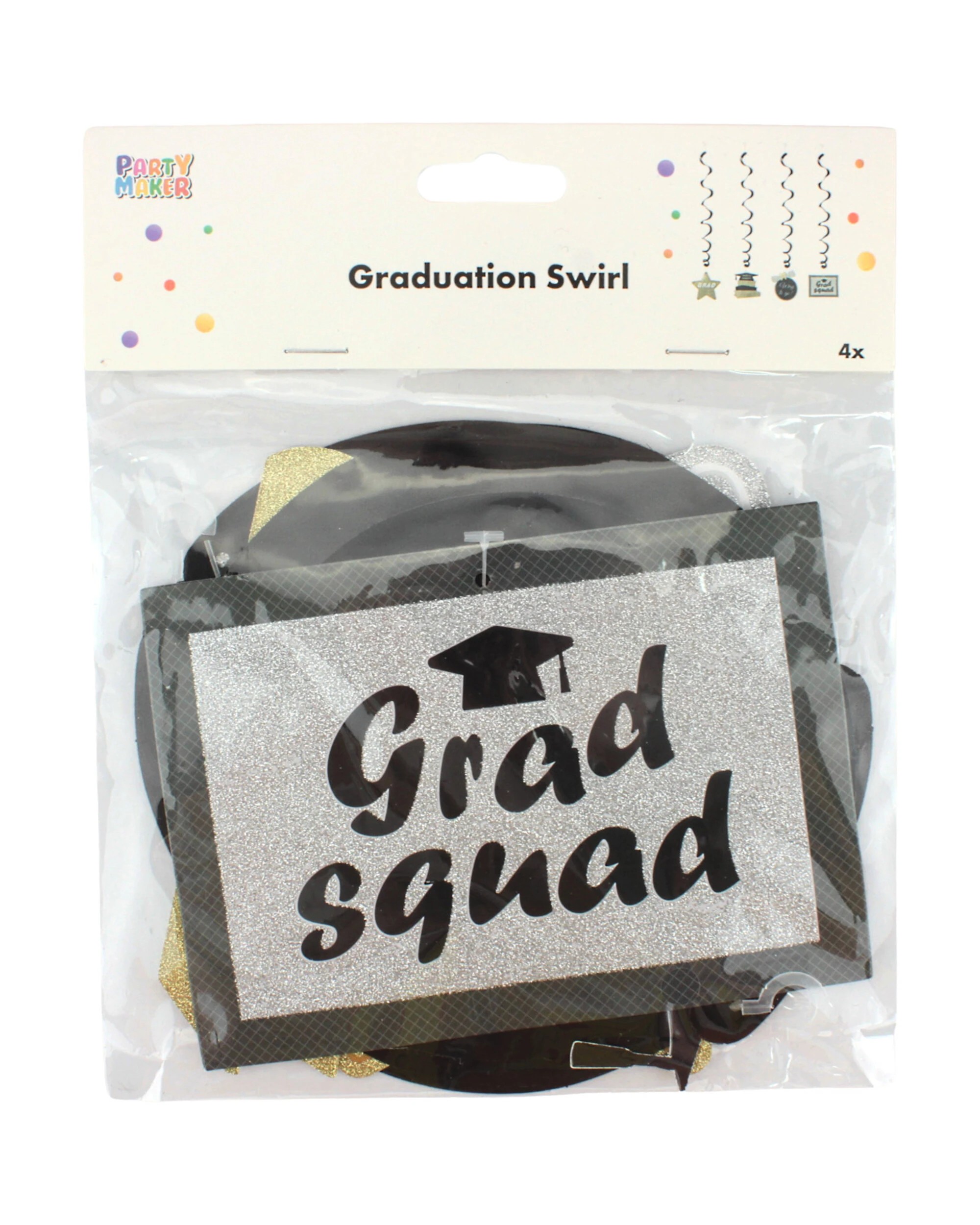 2 Party Maker Glitter Gold and Silver Graduation Swirls Pack of 4 - Multi, 2 of 2