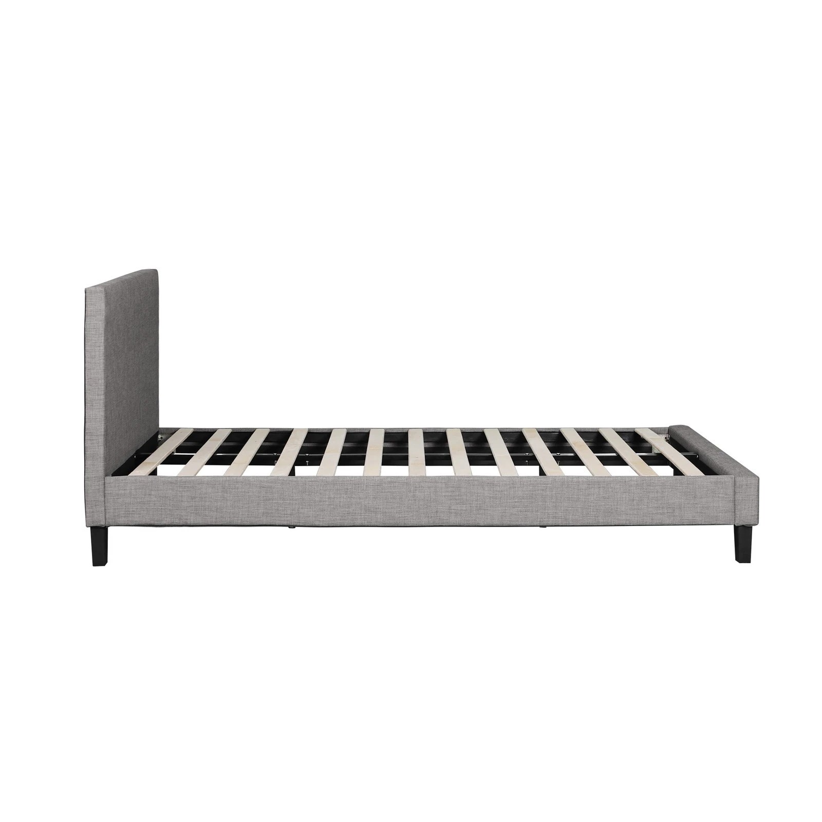 10 Oikiture Bed Frame Double Size Wooden Slats Fabric - Grey, 10 of 10