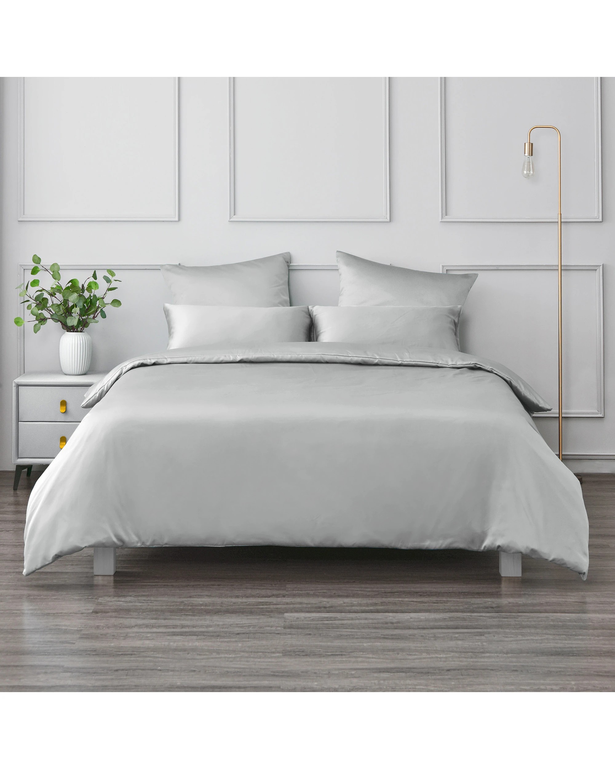 1 Dreamaker Matte Satin Quilt Cover Set - King Bed - Grey, 1 of 7